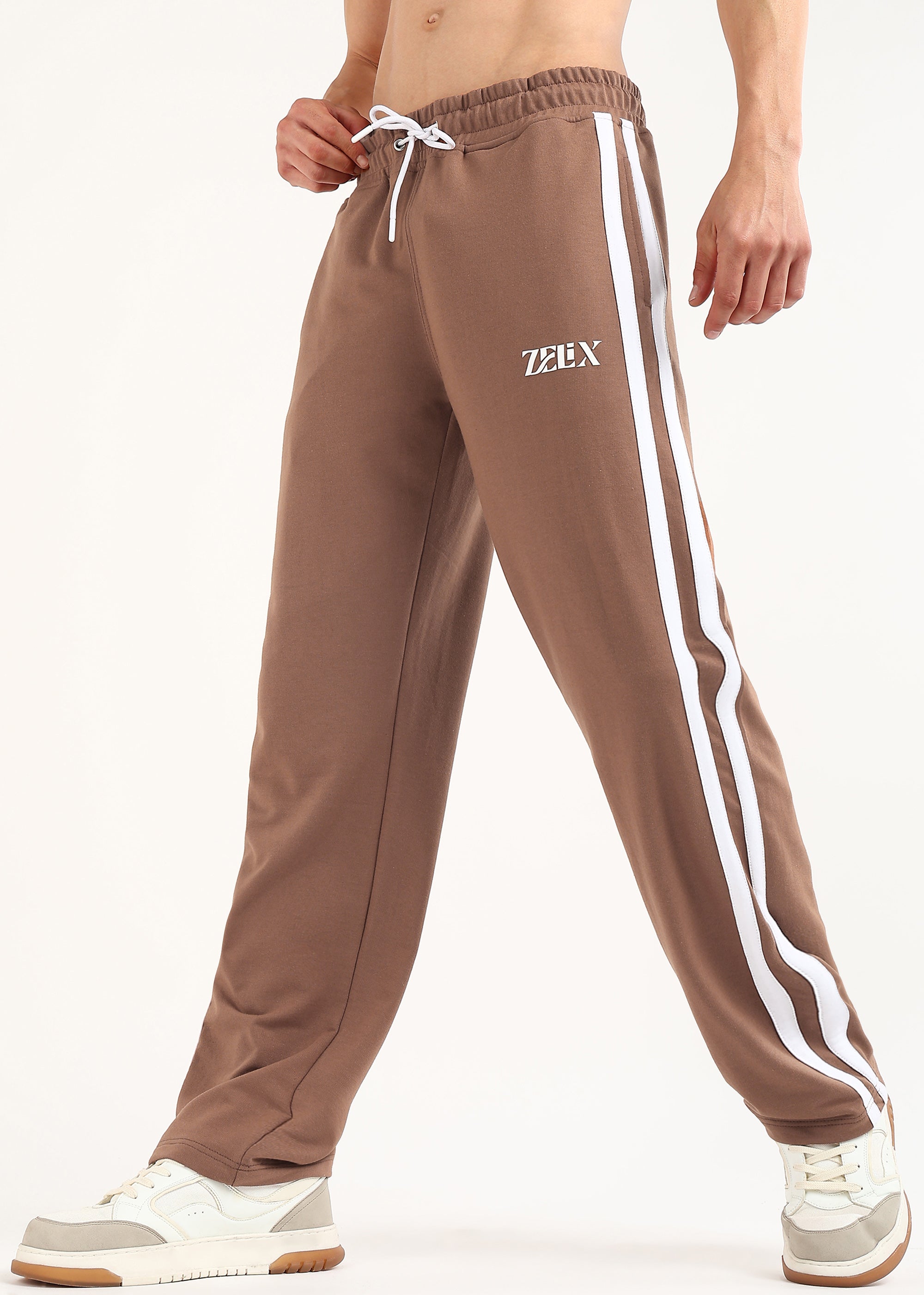 VECTOR STRIPE JOGGERS (BROWN-WHITE)