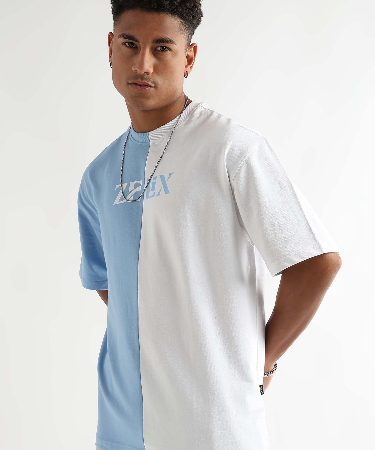 Color block drop shoulder oversized streetwear tee