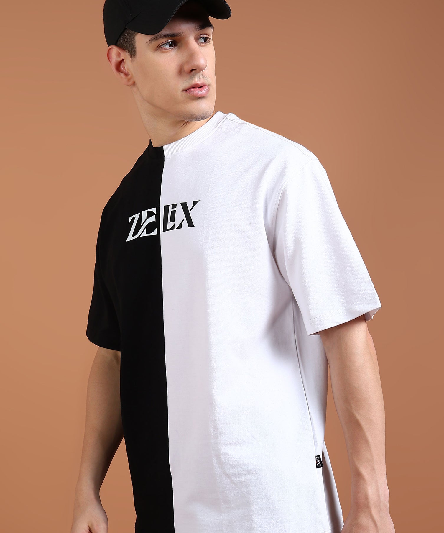 Color block oversized GOAT slogan cotton tee