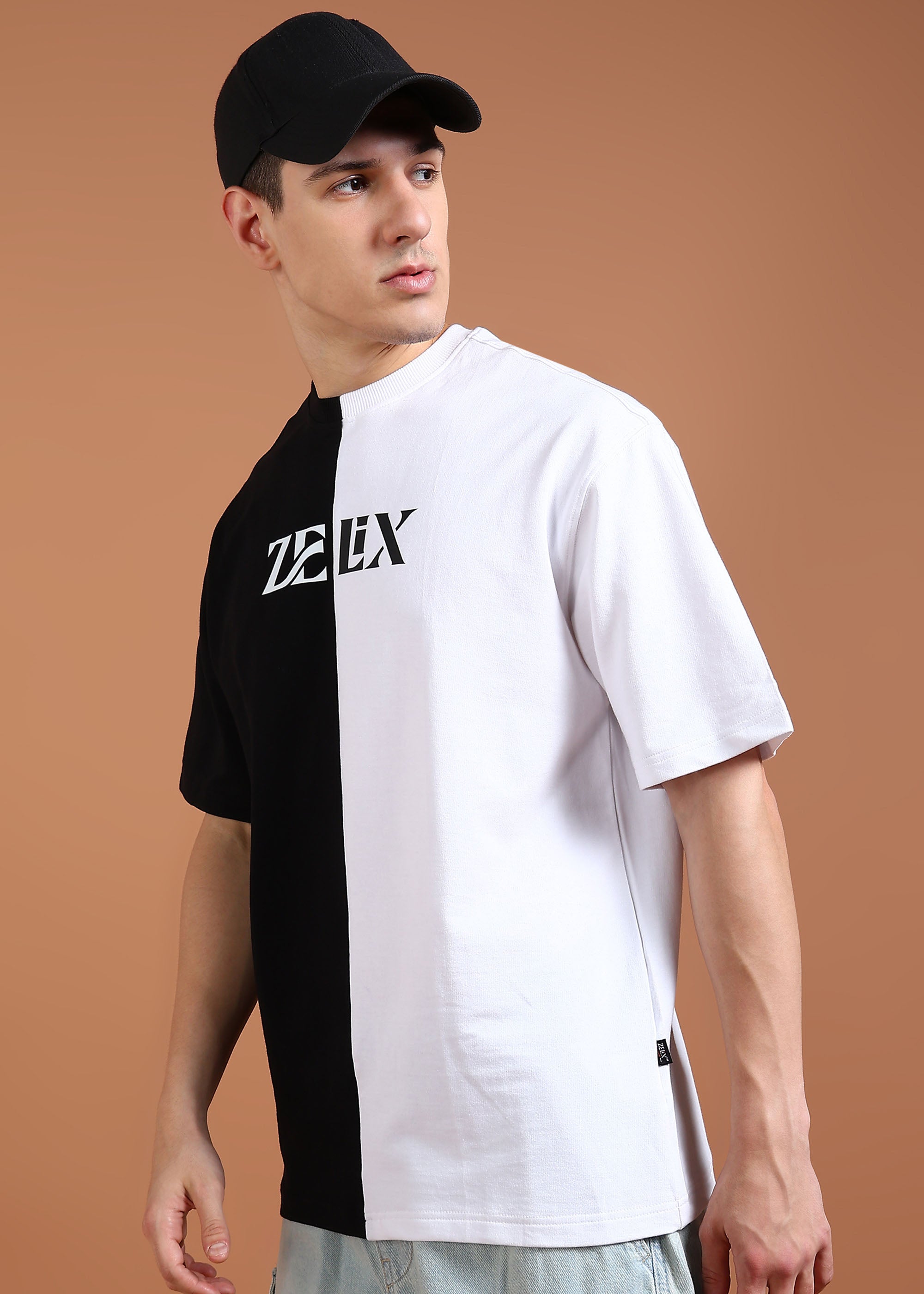 Color block oversized GOAT slogan cotton tee