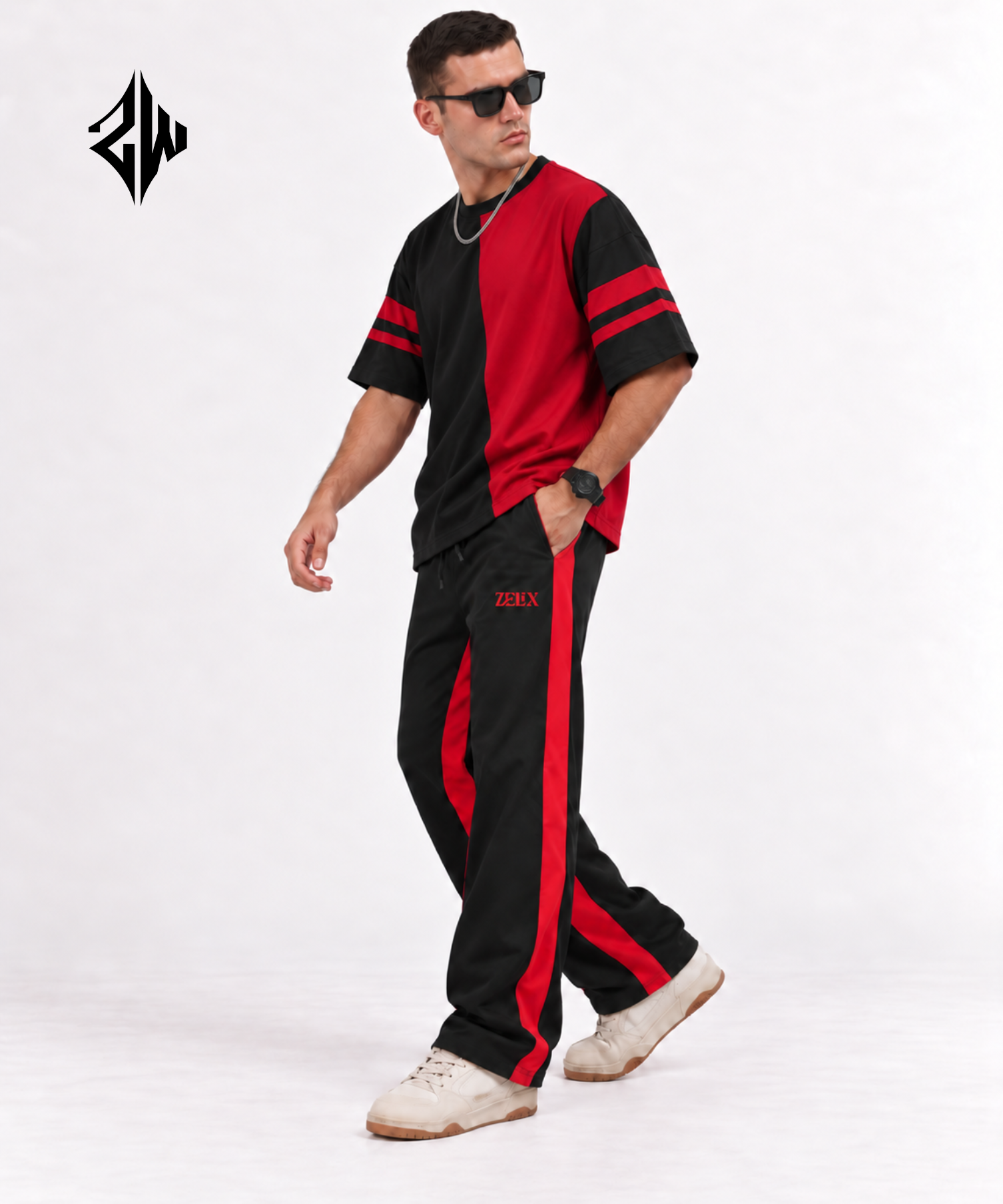 Red & Black Streetwear Co-Ord Set