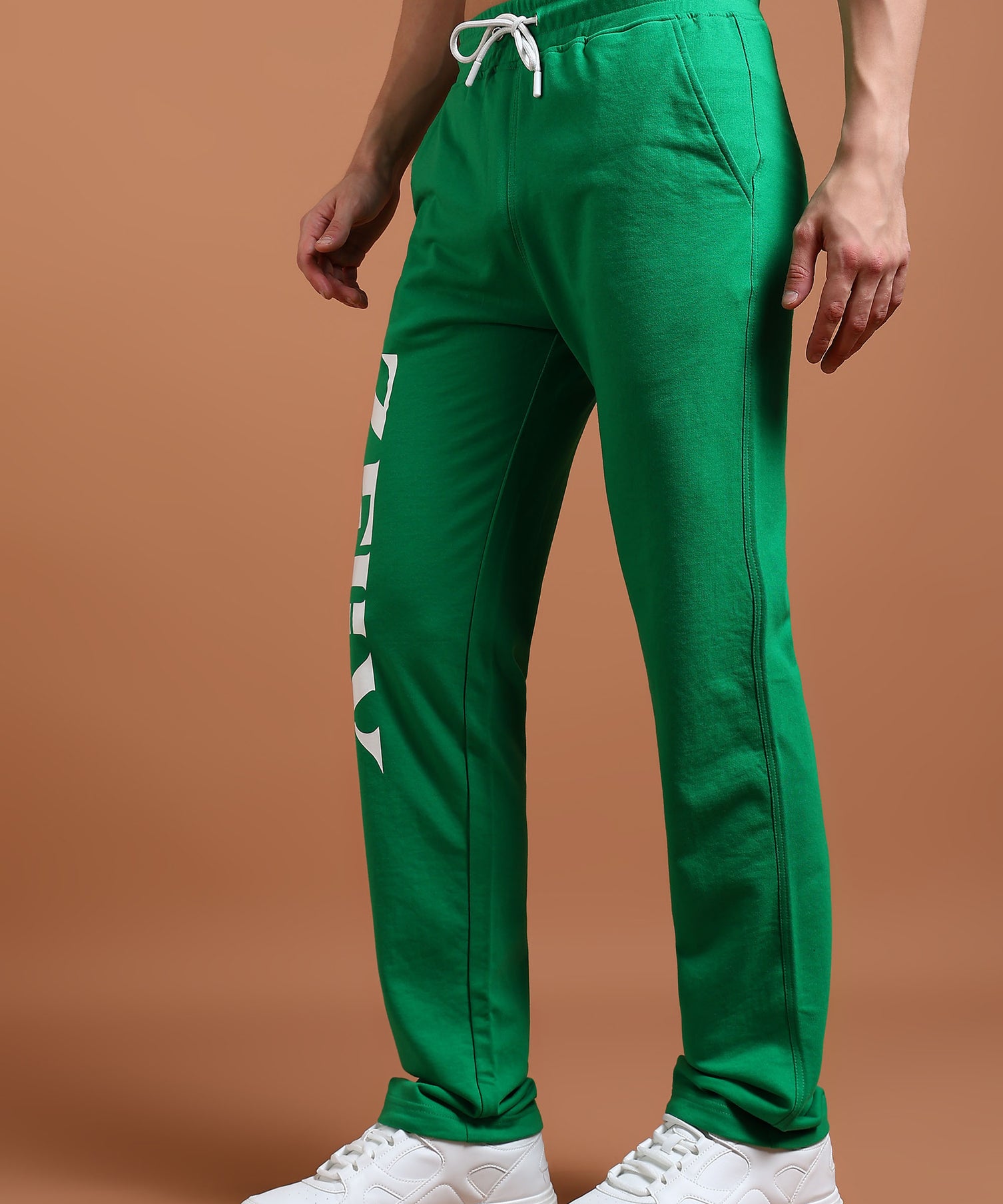 Relaxed fit cotton blend green jogger trousers