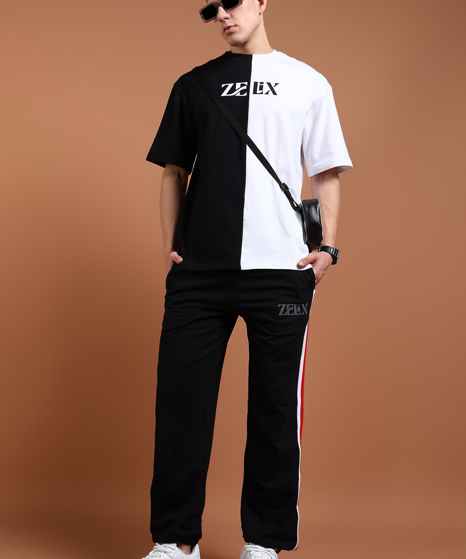 Simple solid black casual jogger trousers