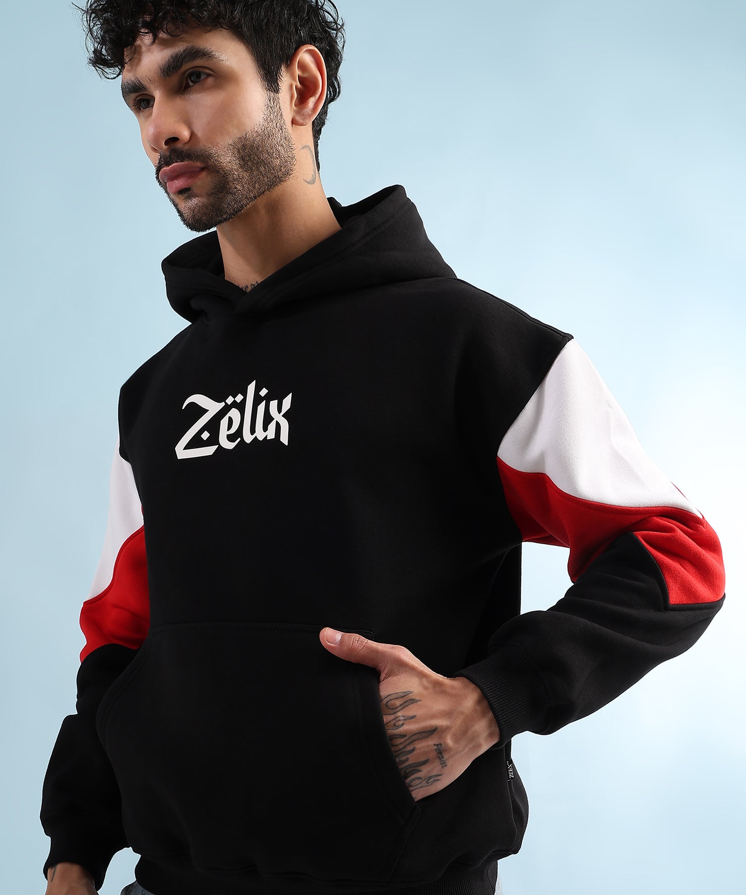 Urban Dimension Fleece Hoodie Black Red