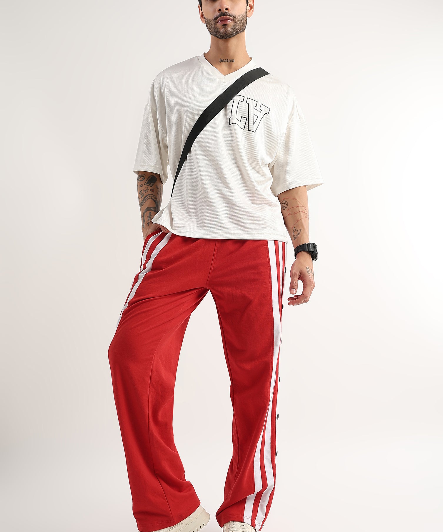 Striped Hustle Jogger Red White