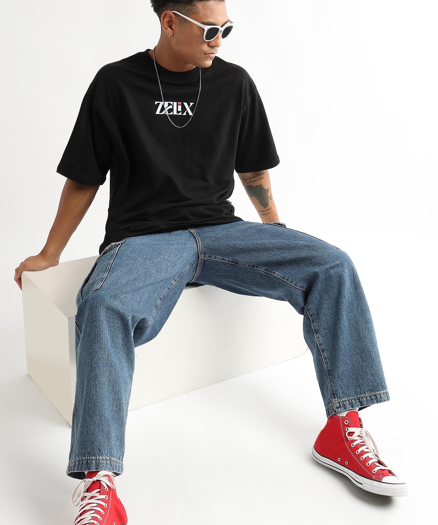 Heavy cotton oversized black “White Fury” shirt
