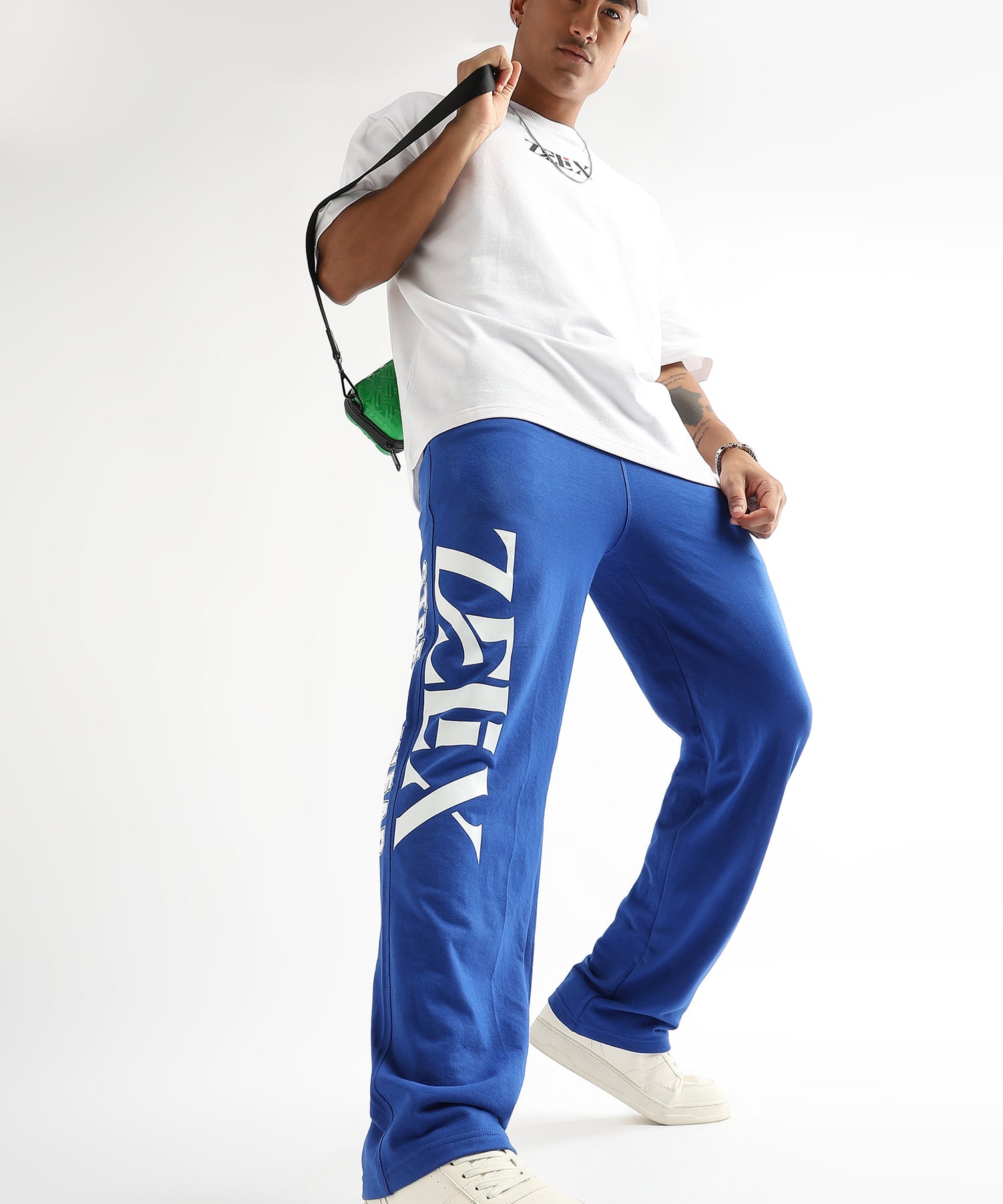 Comfortable cotton blend royal blue joggers