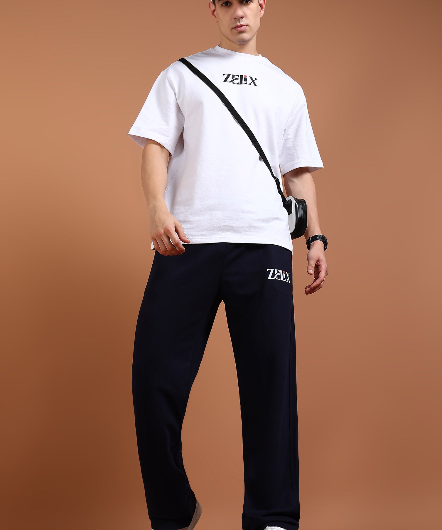 Unisex navy joggers with comfort fit design