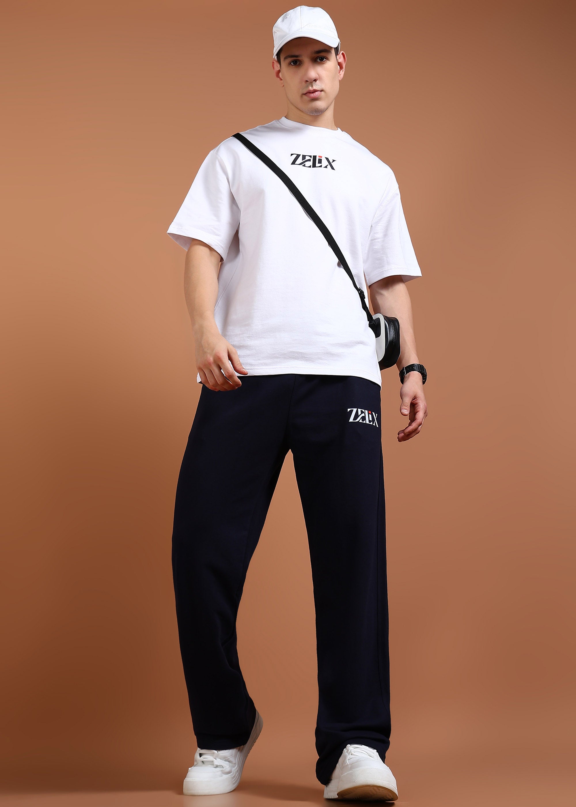 Unisex navy joggers with comfort fit design