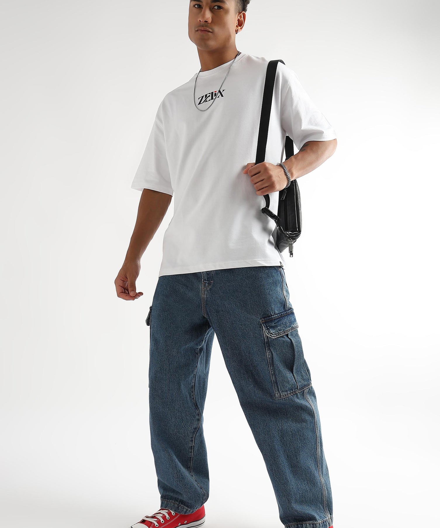 Drop shoulder relaxed fit white dad vibes shirt