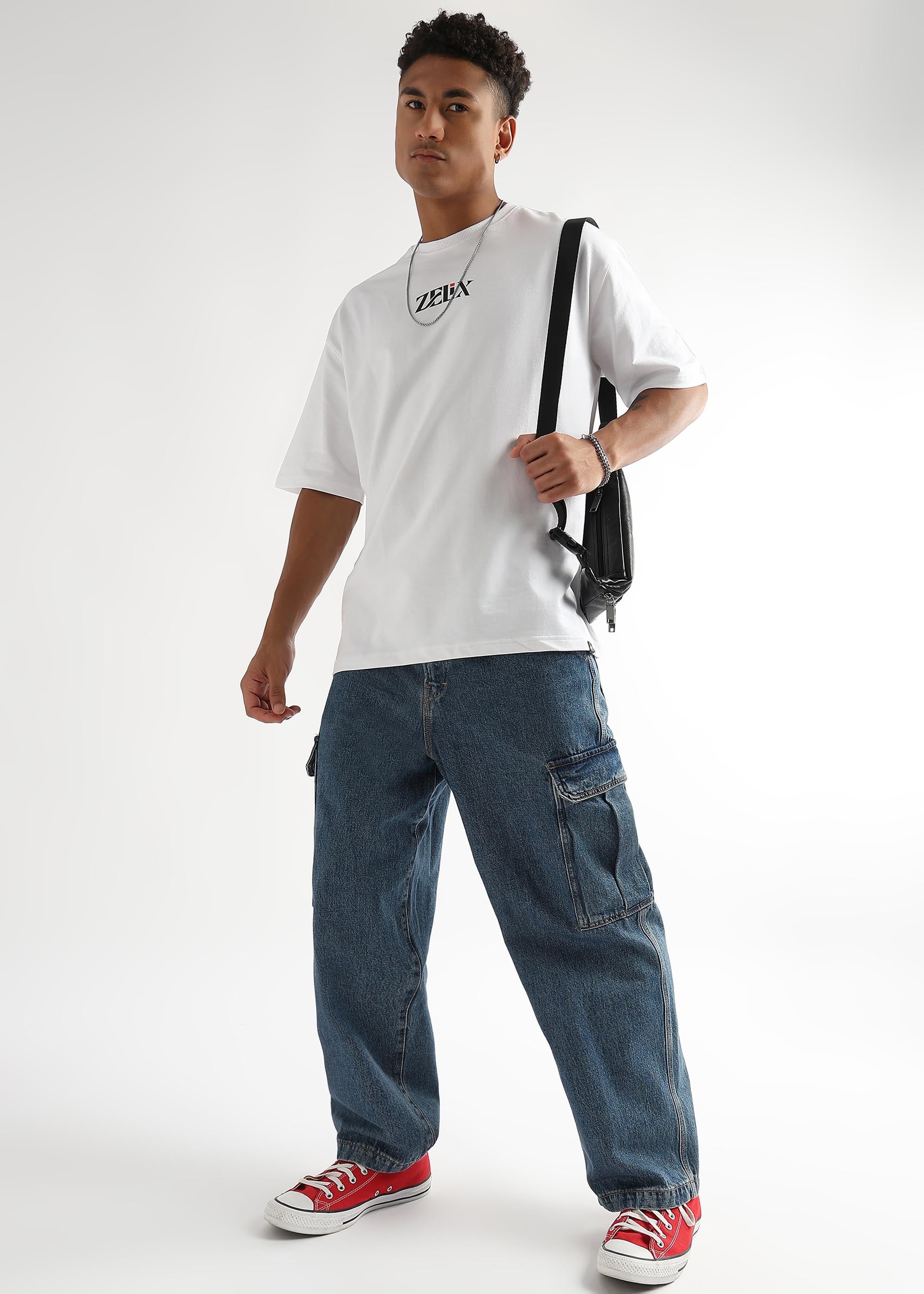 Drop shoulder relaxed fit white dad vibes shirt