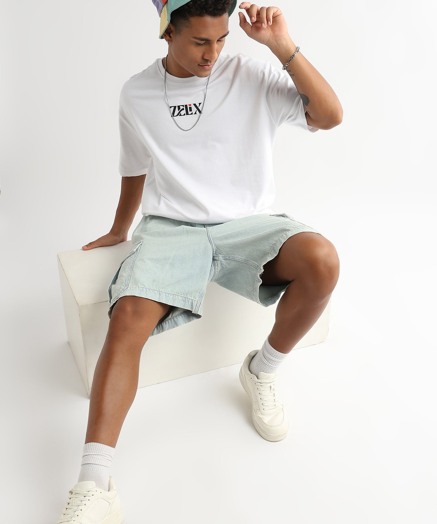 White Bloom & Time oversized streetwear graphic tee