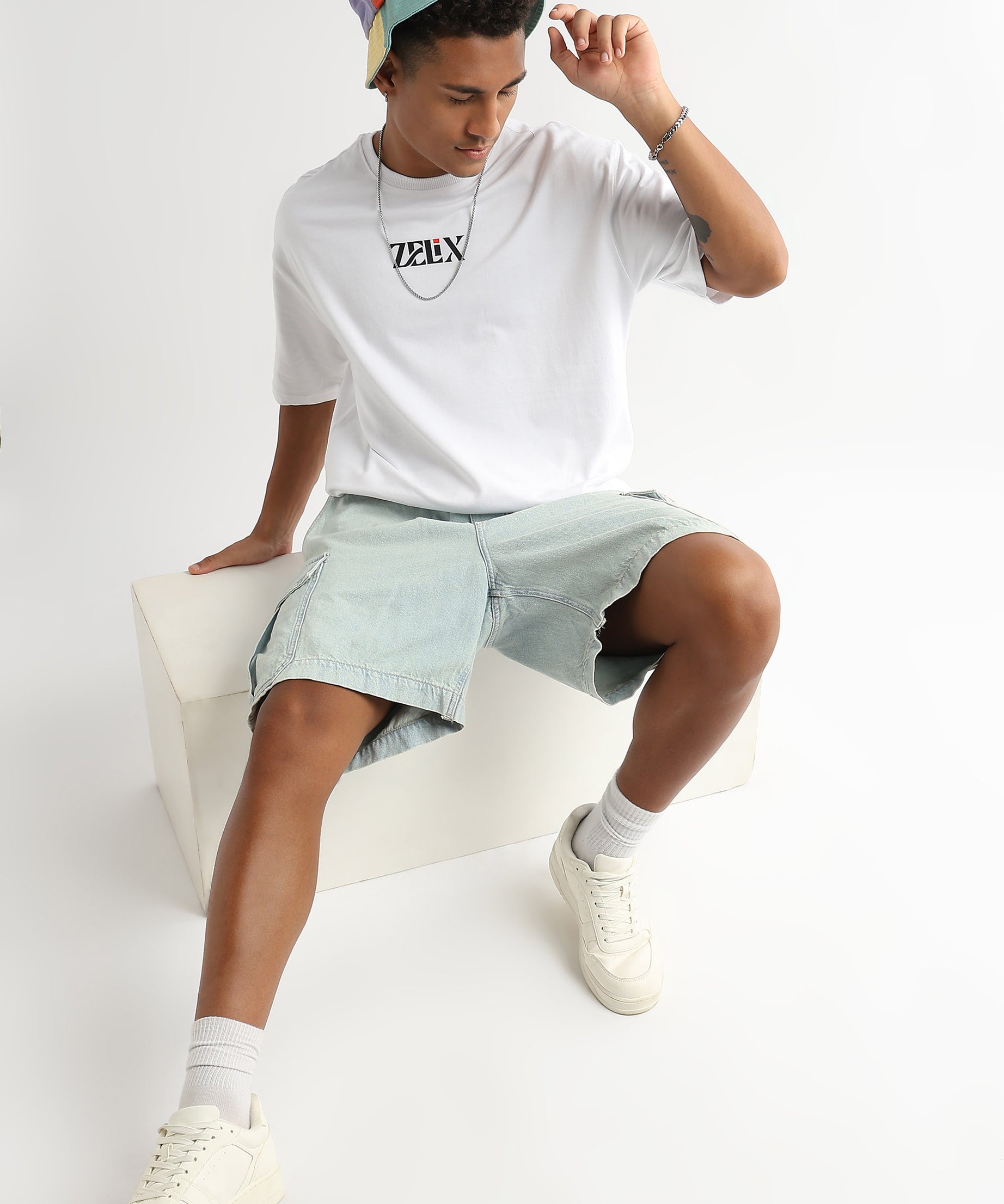White Bloom & Time oversized streetwear graphic tee