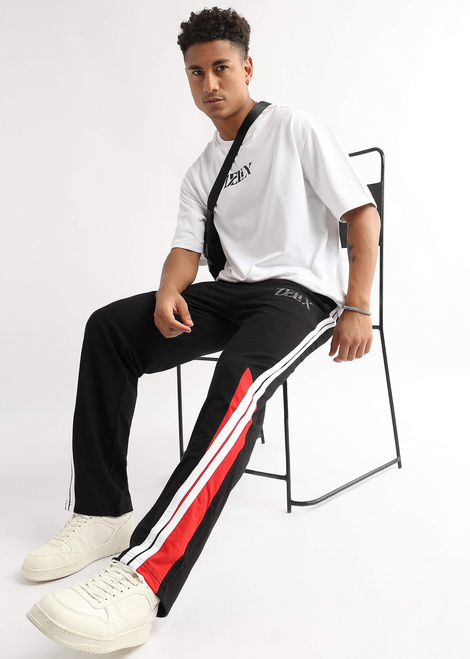 Unisex black-red streetwear jogger pants