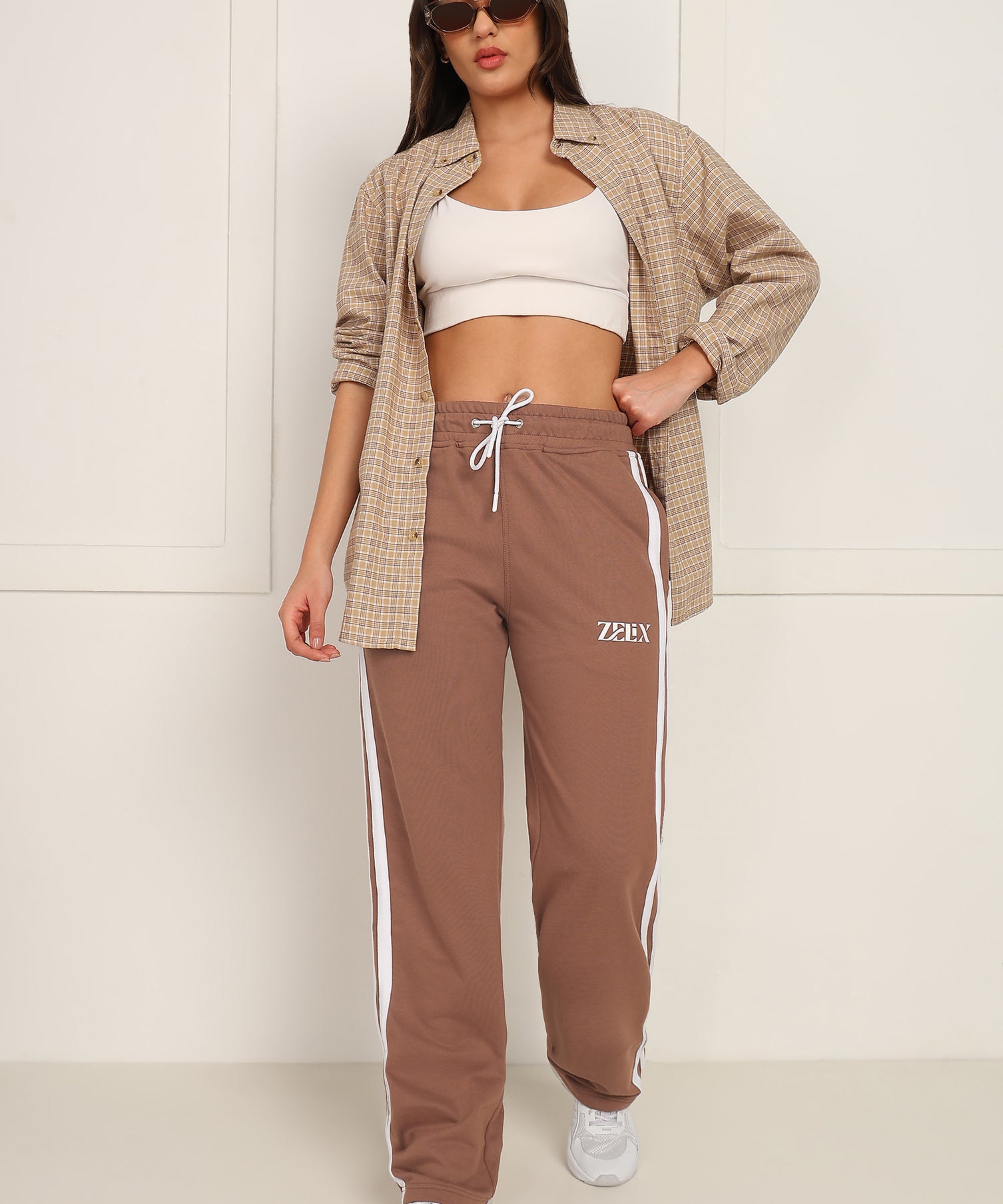 Women Vector Stripe Jogger Brown White