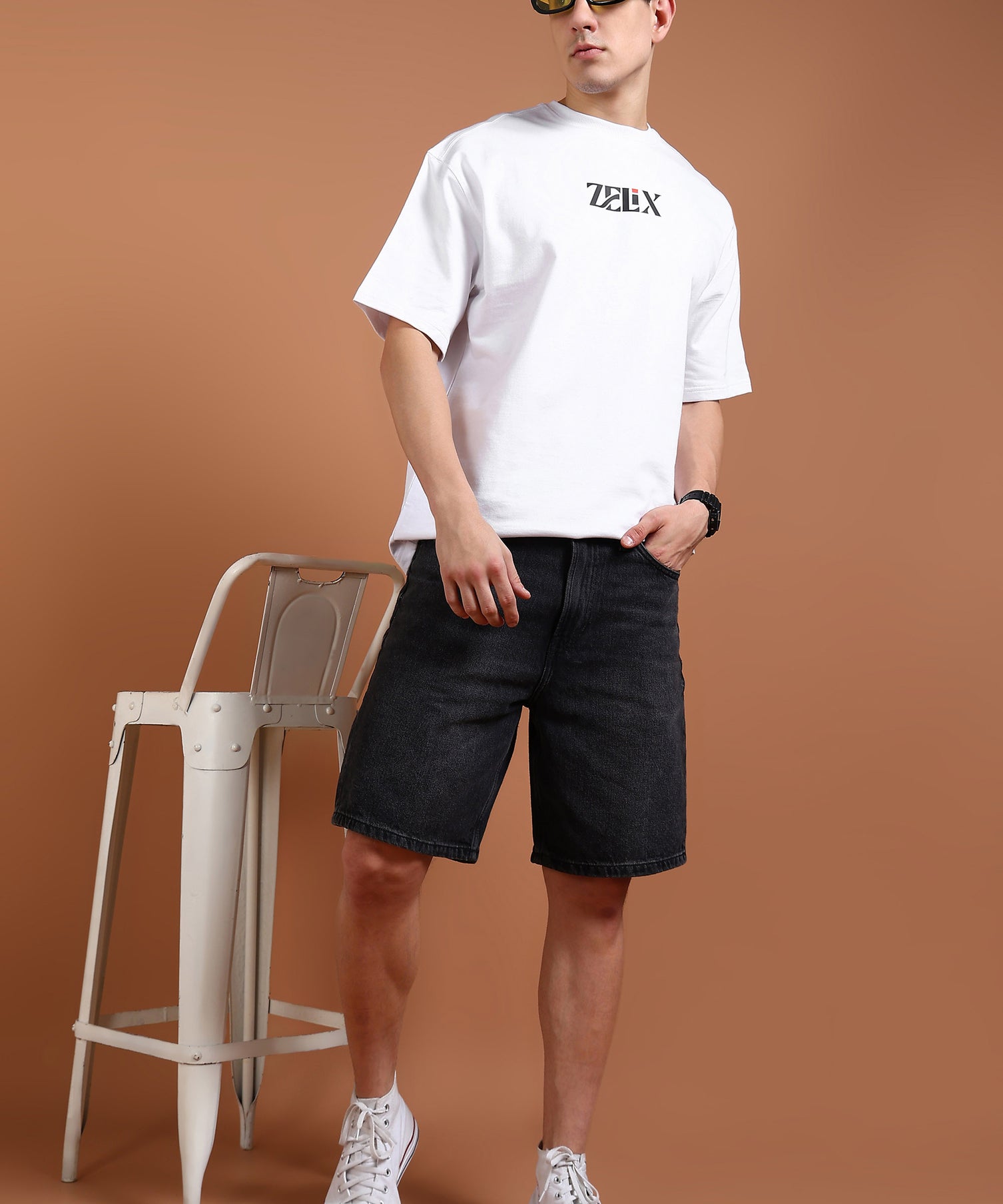 White unisex Alpha Bear oversized streetwear shirt