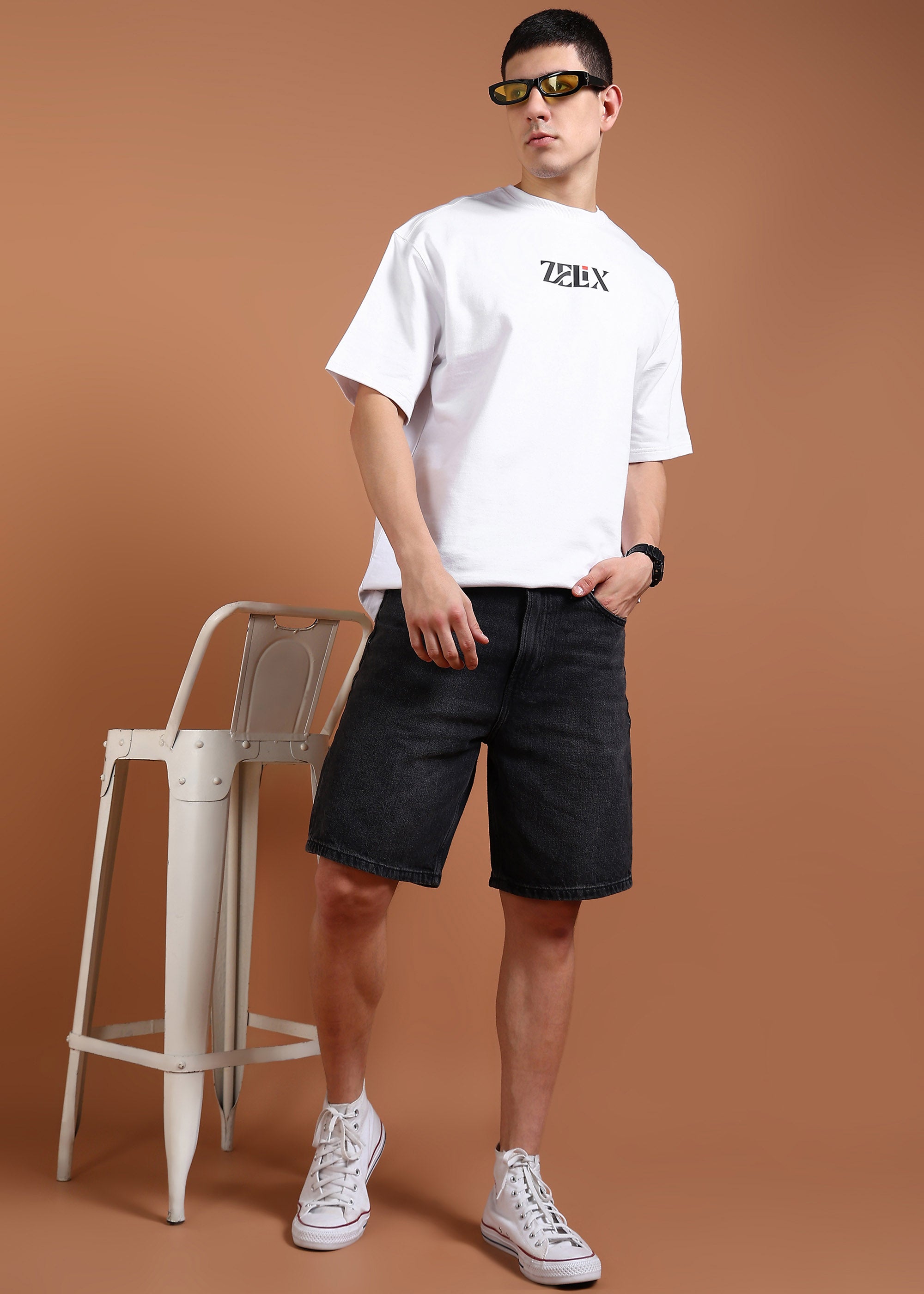 White unisex Alpha Bear oversized streetwear shirt