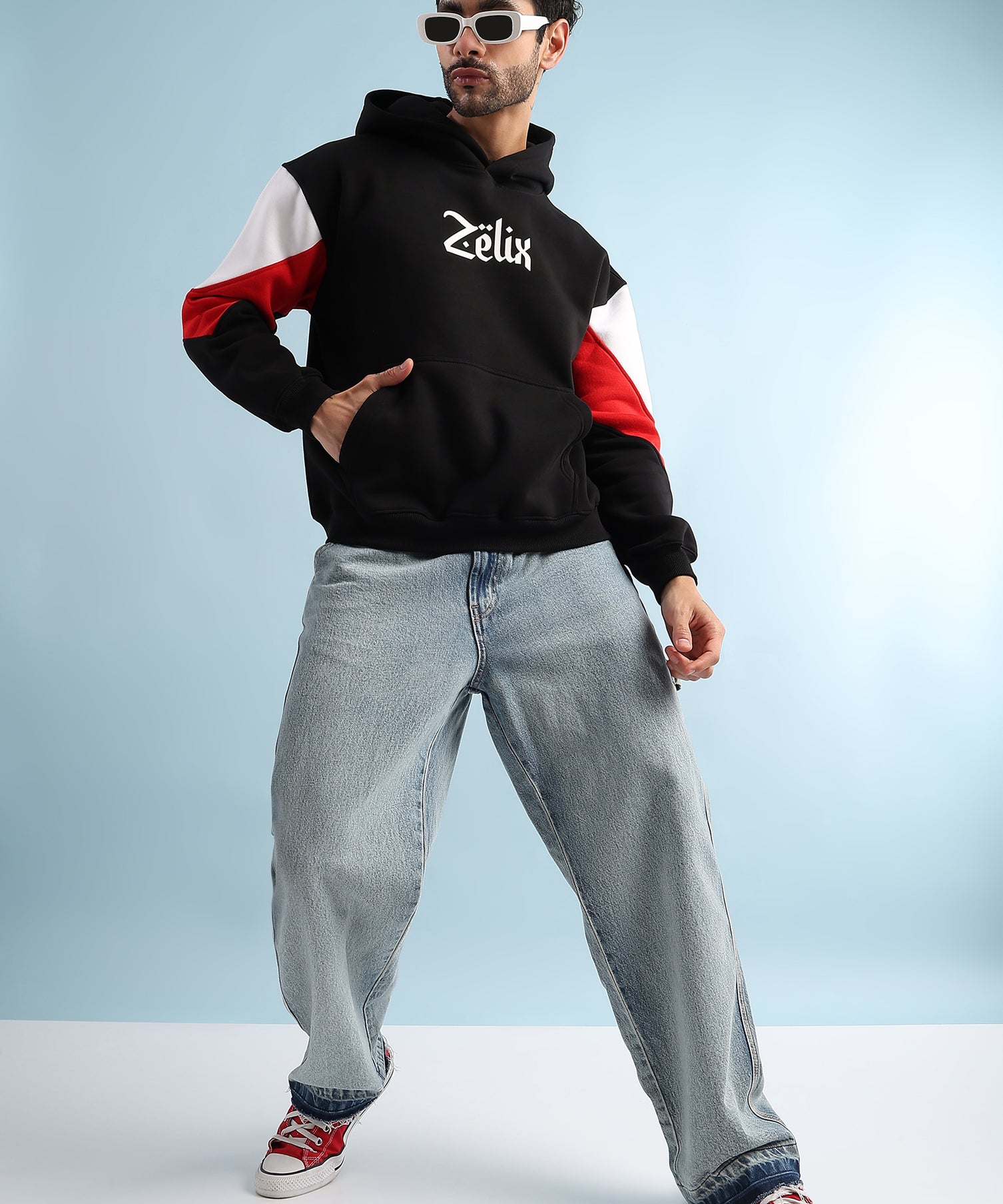 Urban Dimension Fleece Hoodie Black Red