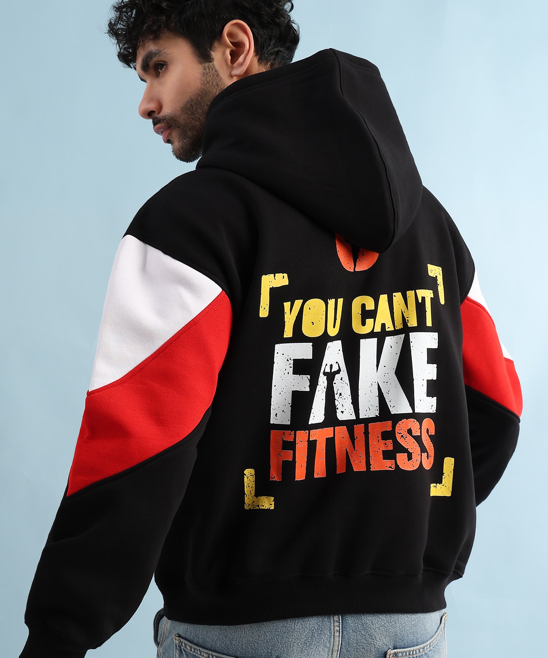 TRUE GRIT FLEECE HOODIE (BLACK RED)