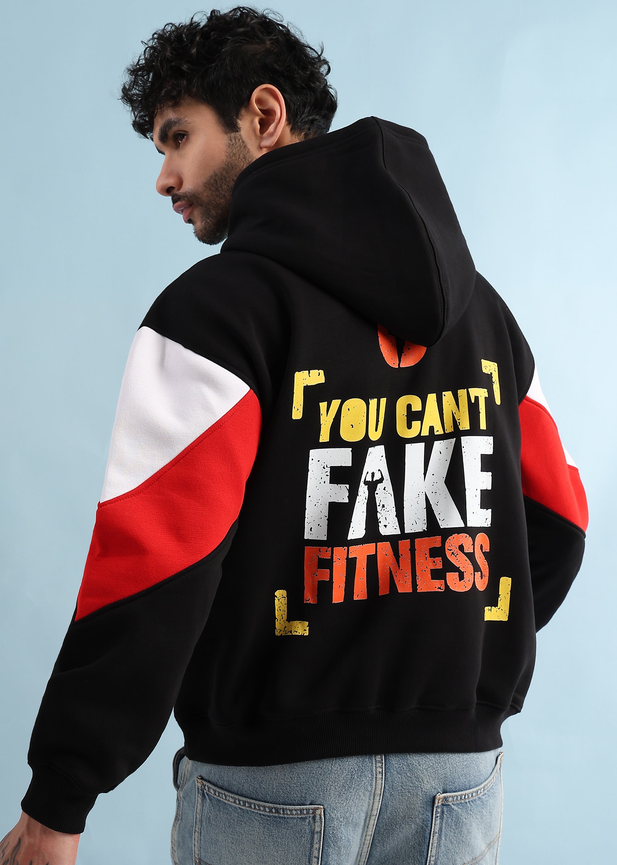 TRUE GRIT FLEECE HOODIE (BLACK RED)