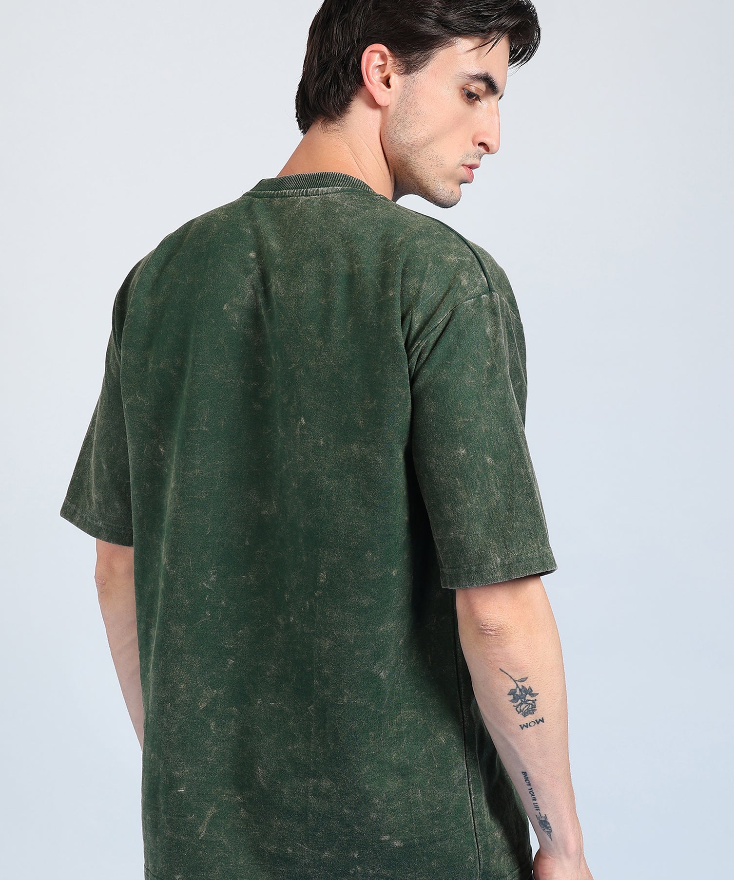 Cross Puff Acid Wash T-Shirt Green