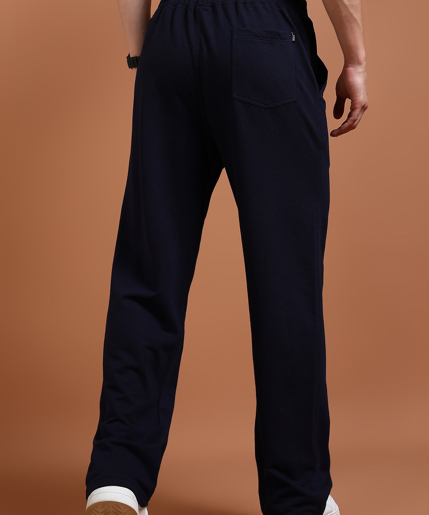 Relaxed fit cotton blend navy joggers