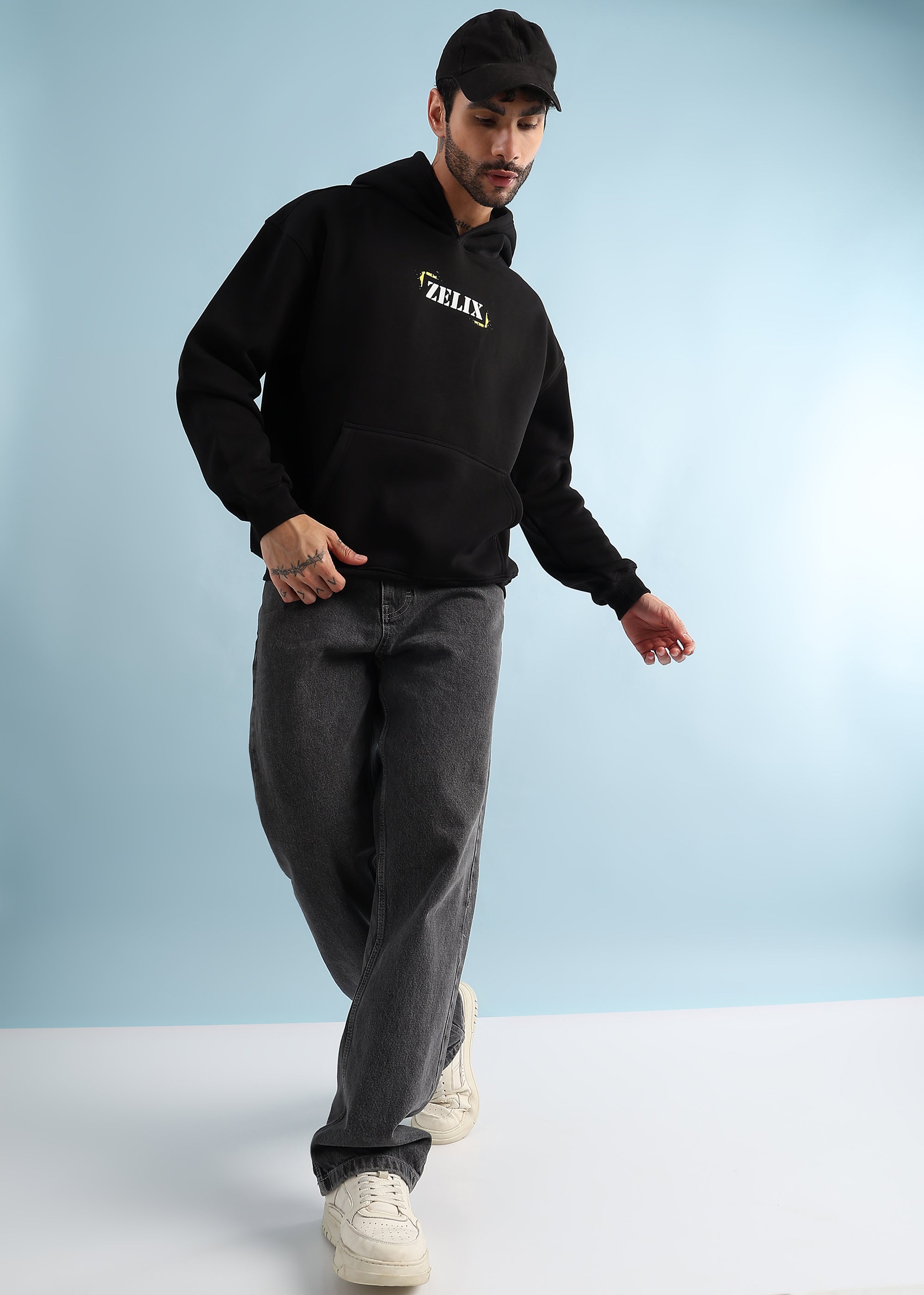 URBAN STREET BEAT FLEECE HOODIE (BLACK)