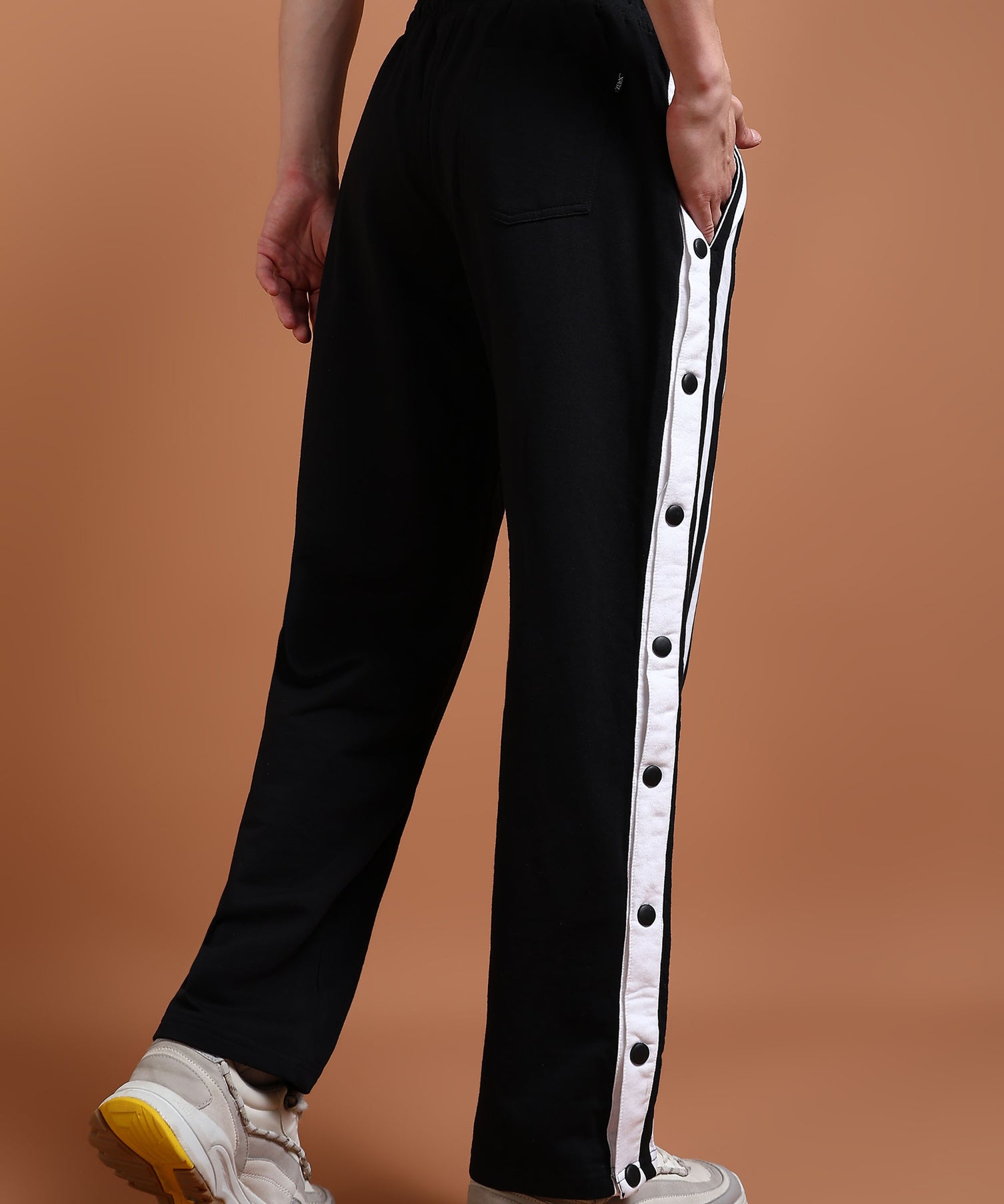 Unisex street style black striped joggers
