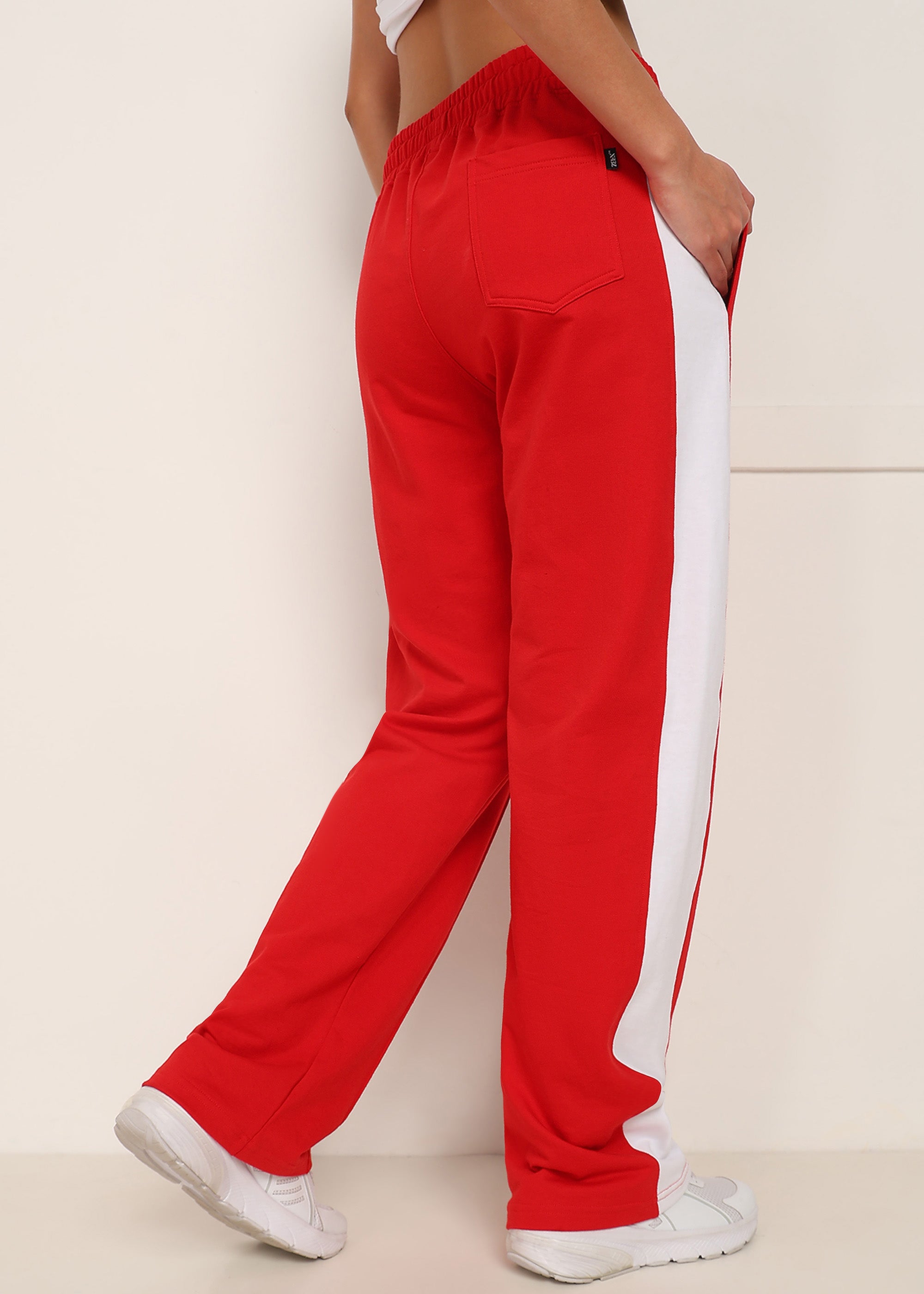 WOMEN VORTEX SIDE SEAM JOGGERS (RED-WHITE)