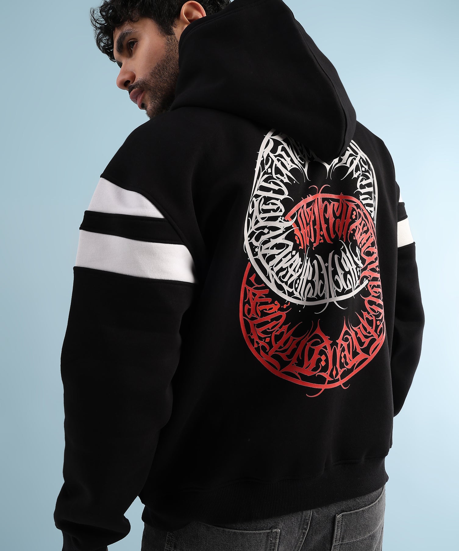 Rebel Thread Fleece Hoodie Black White