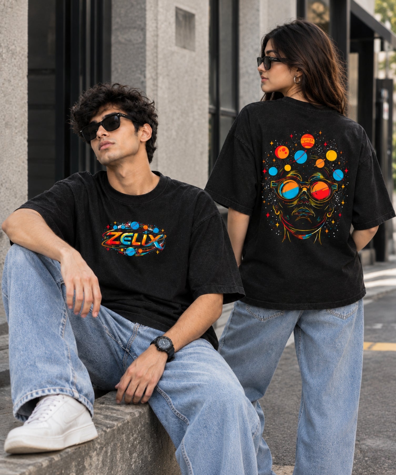 Astro Mind Over-Sized T-Shirt Black