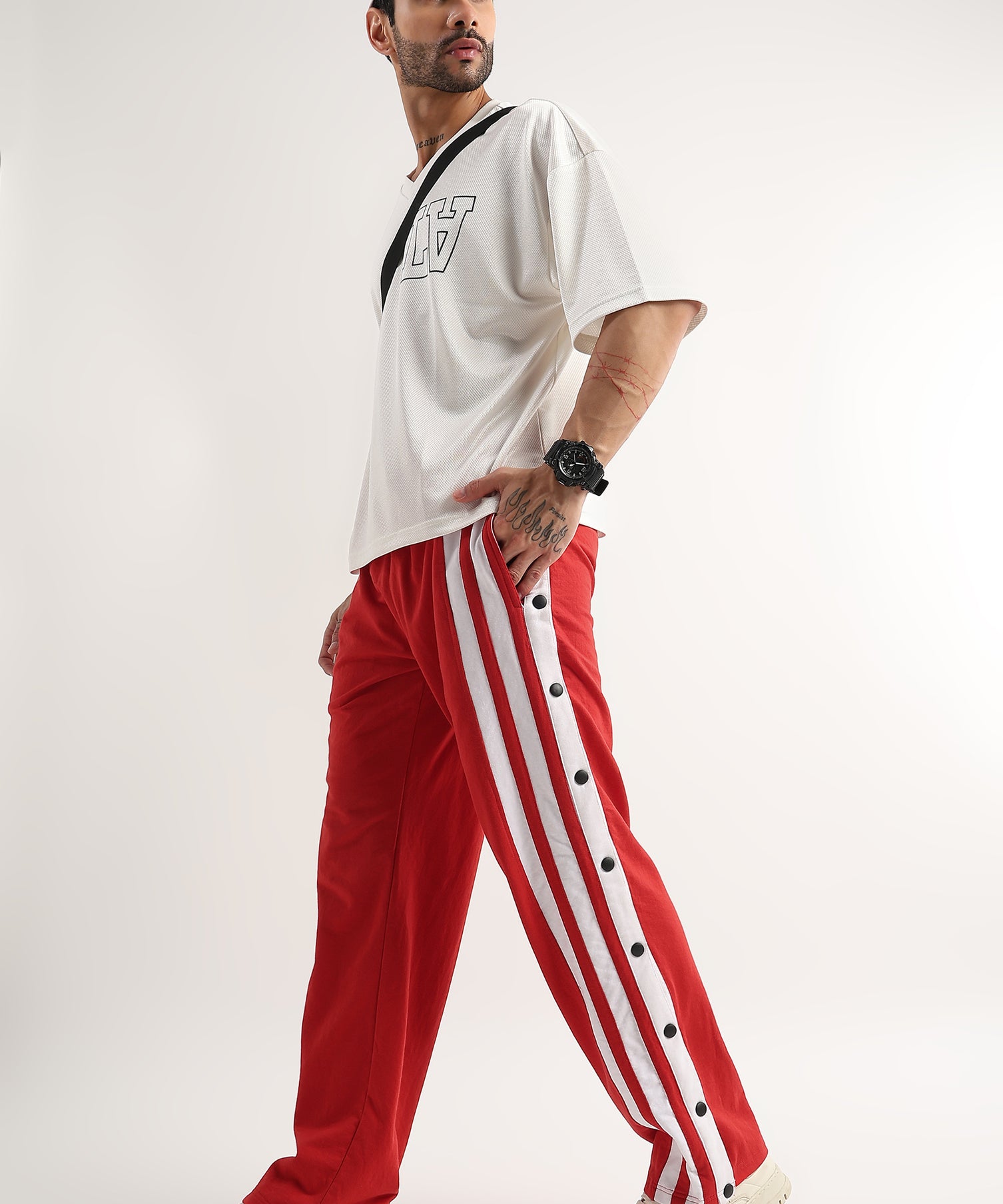 Striped Hustle Jogger Red White