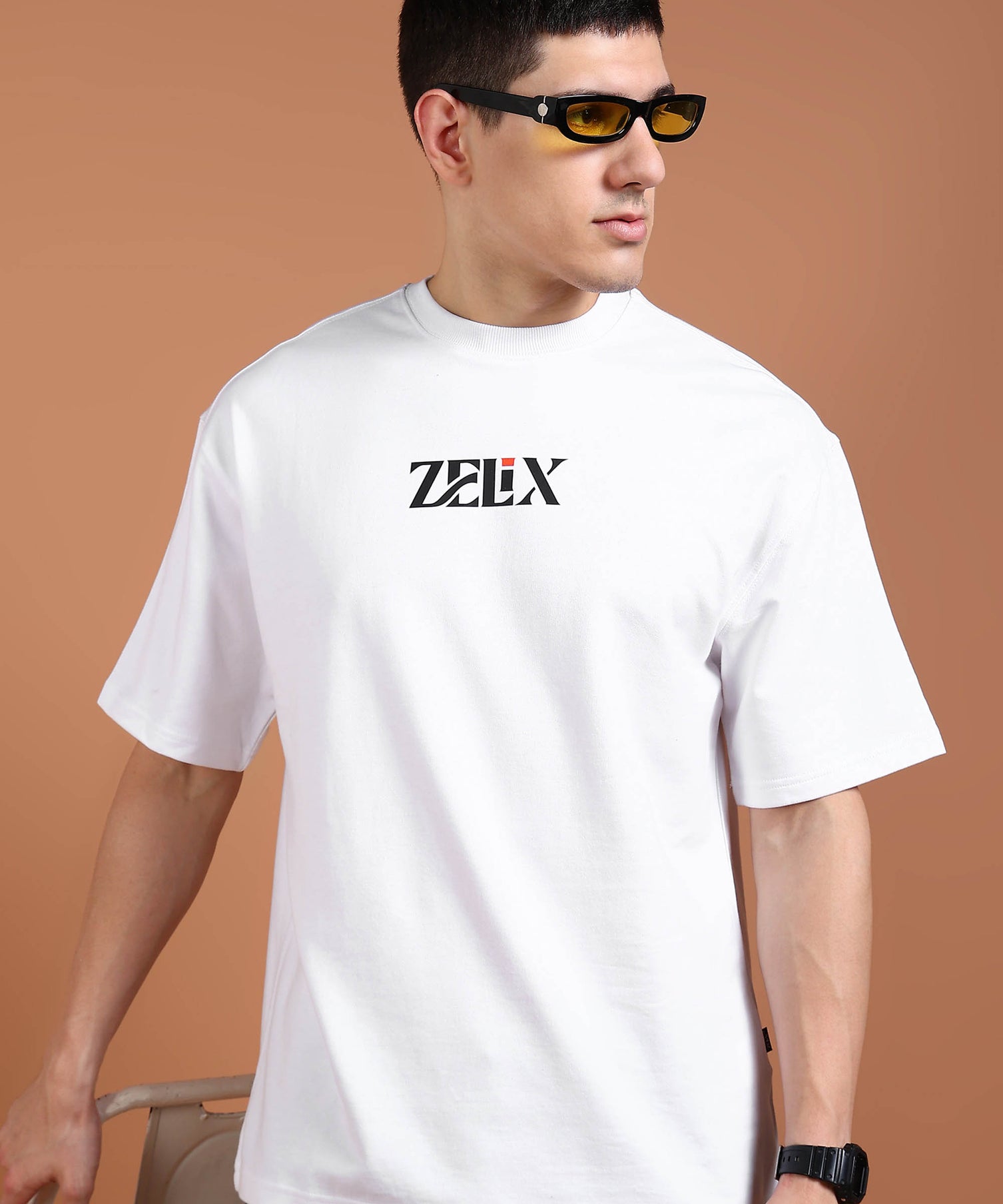 Alpha Bear drop shoulder t-shirt in white