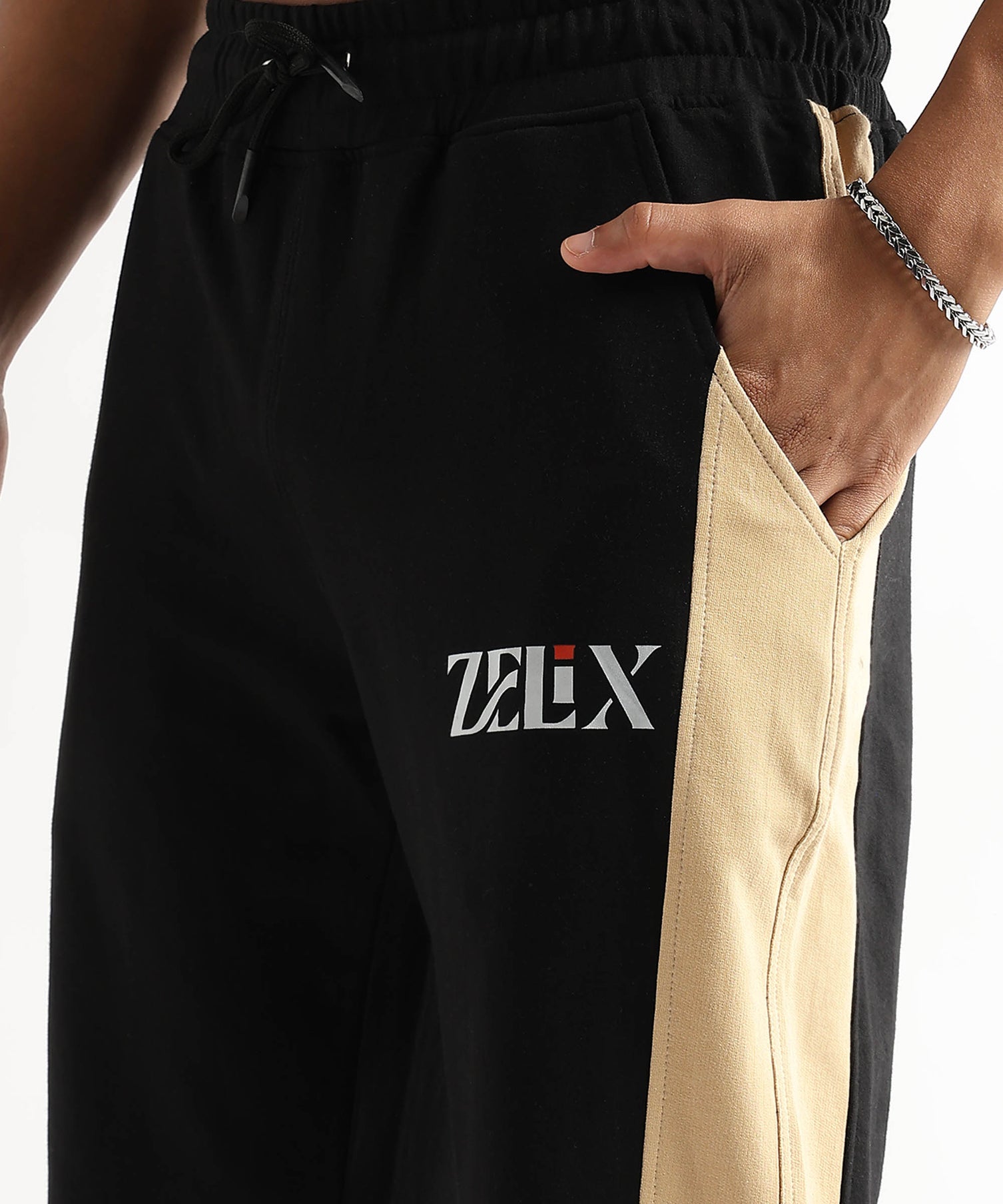 Unisex golden edge contrast panel joggers