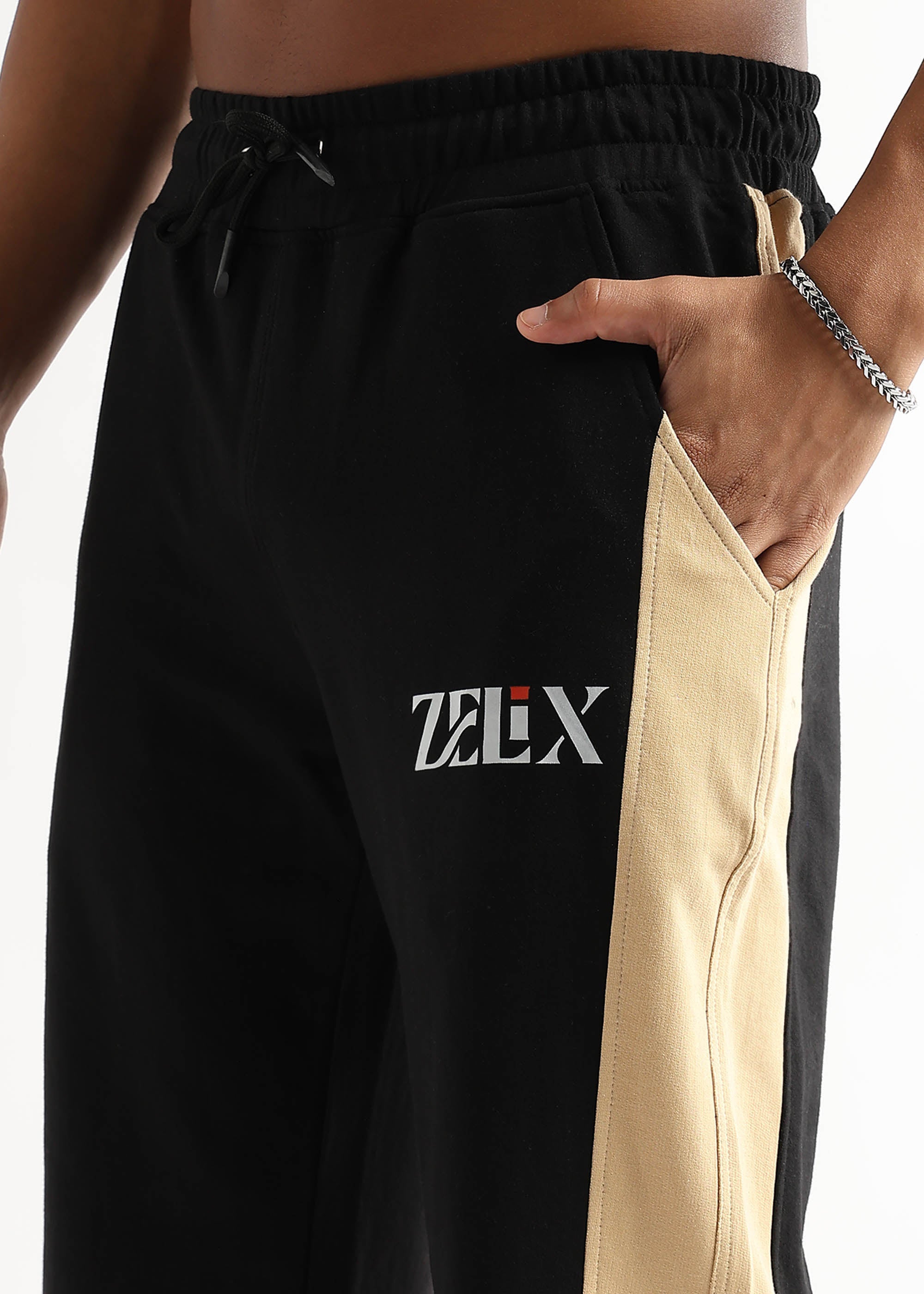 Unisex golden edge contrast panel joggers