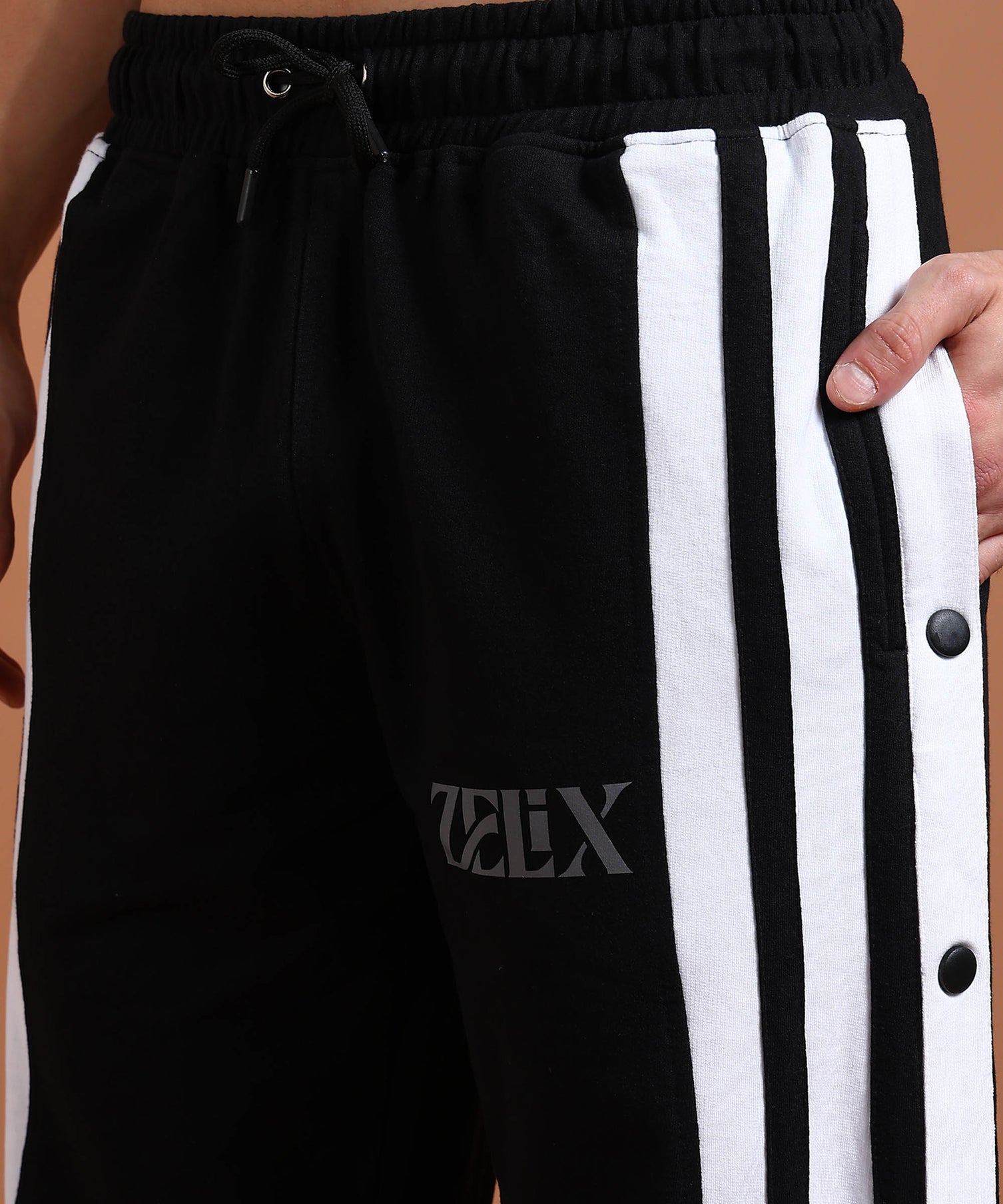 Street style black stripe jogger trousers