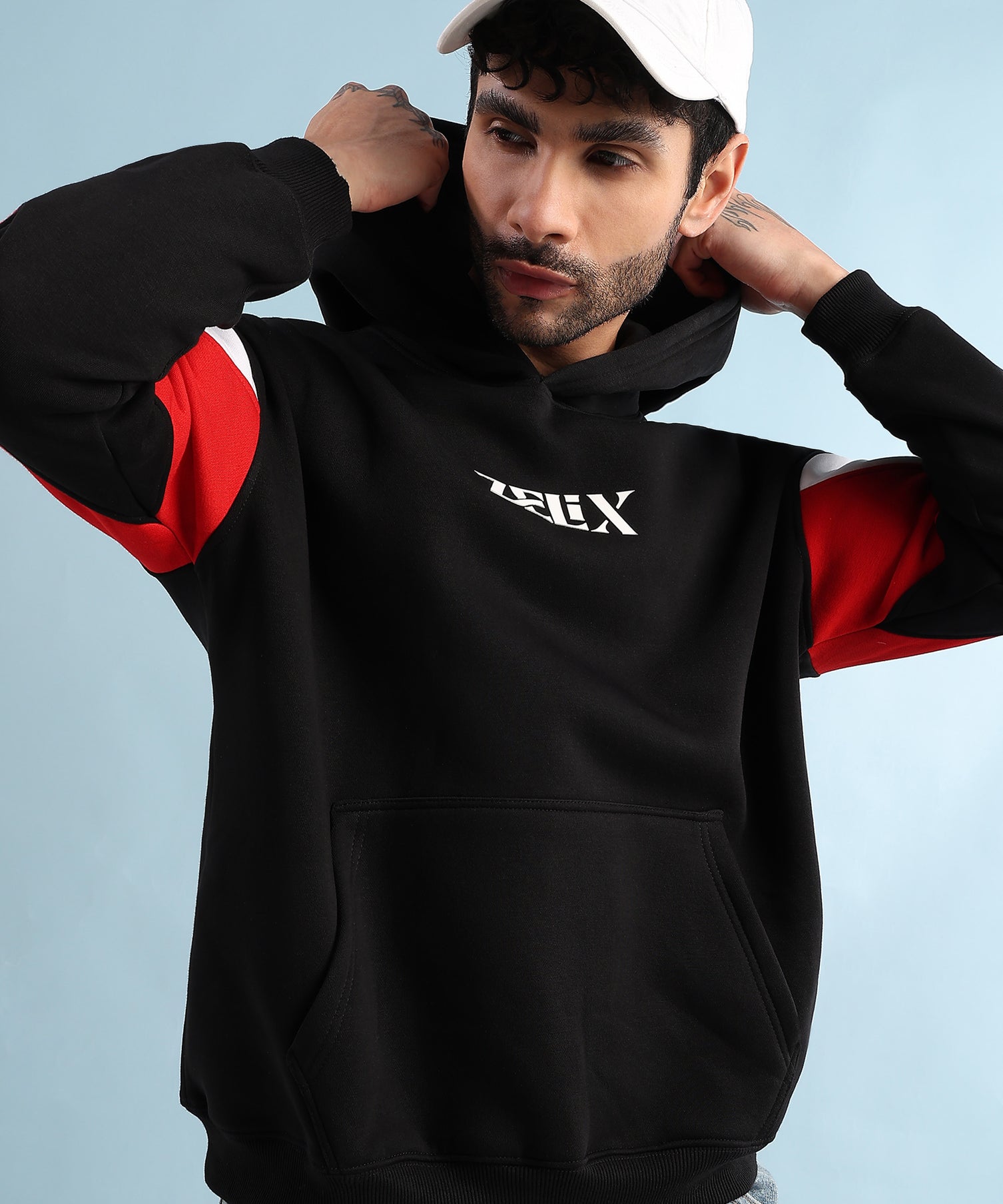 True Grit Fleece Hoodie Black Red