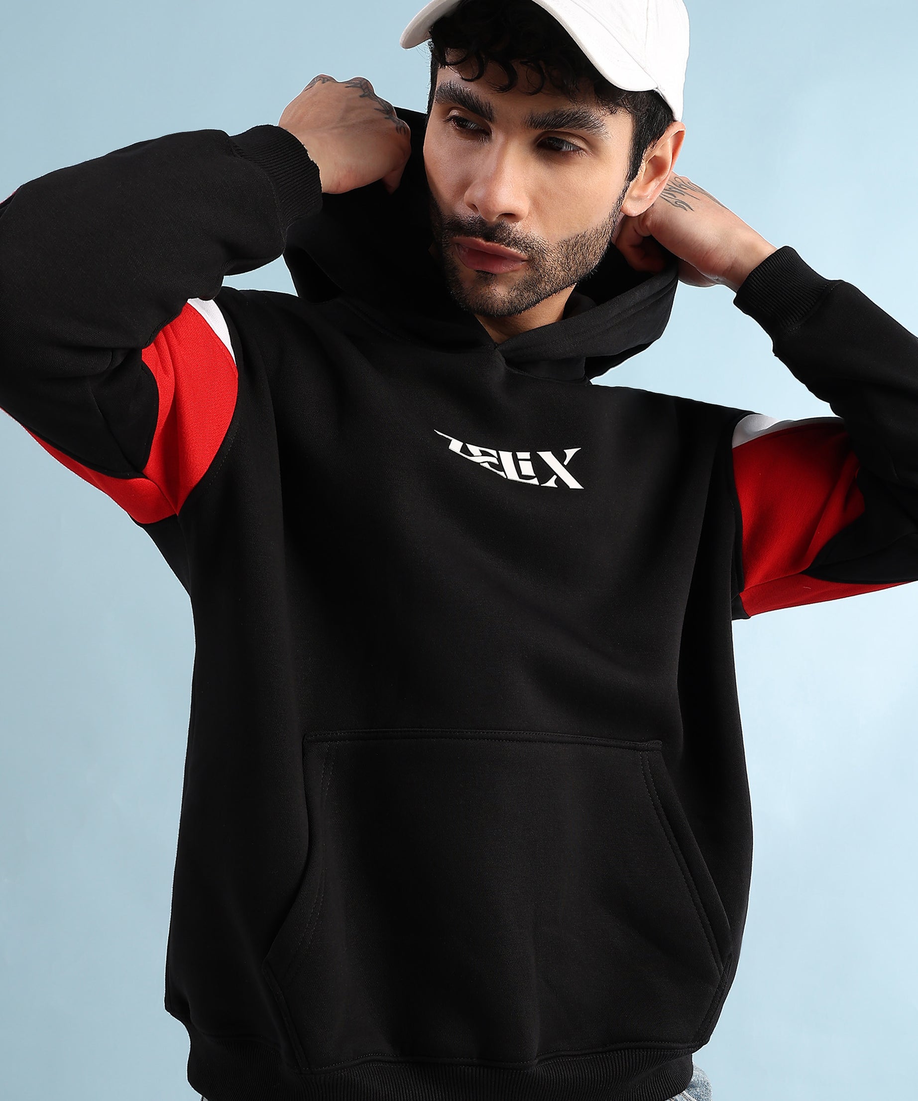 TRUE GRIT FLEECE HOODIE (BLACK RED)