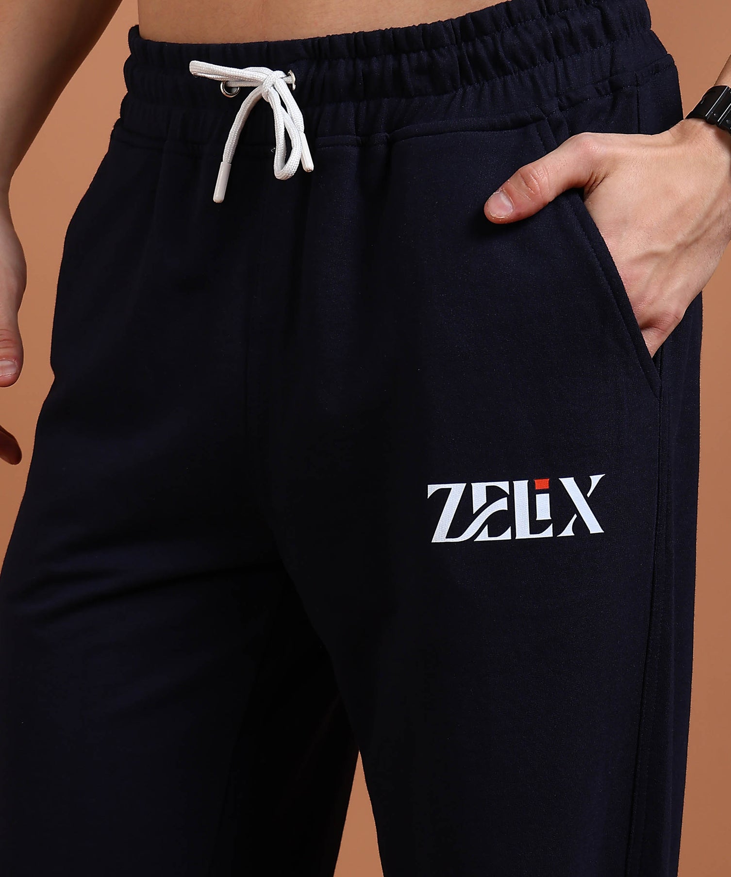 Comfortable tapered navy jogger trousers