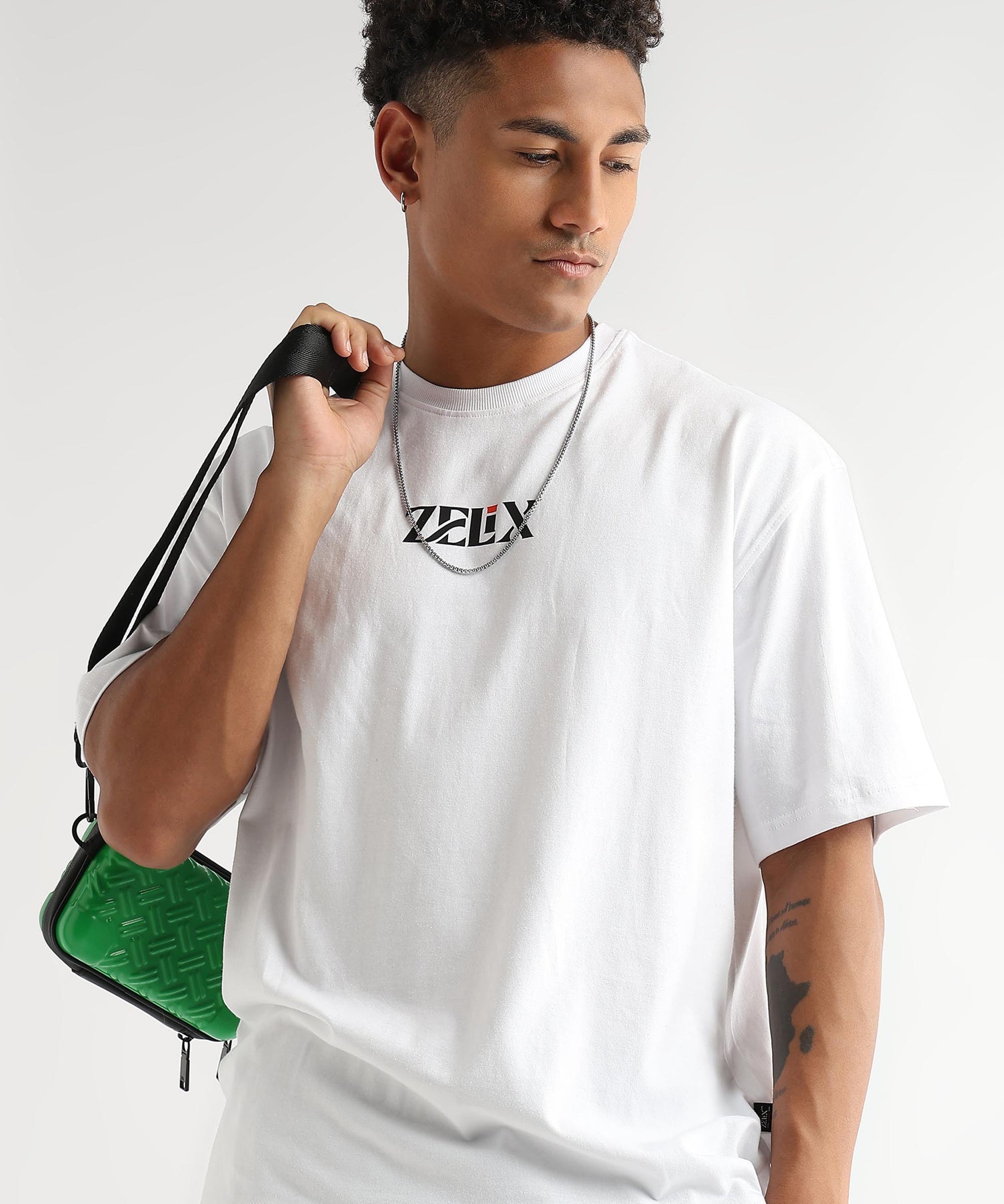 Minimal style white oversized streetwear t-shirt