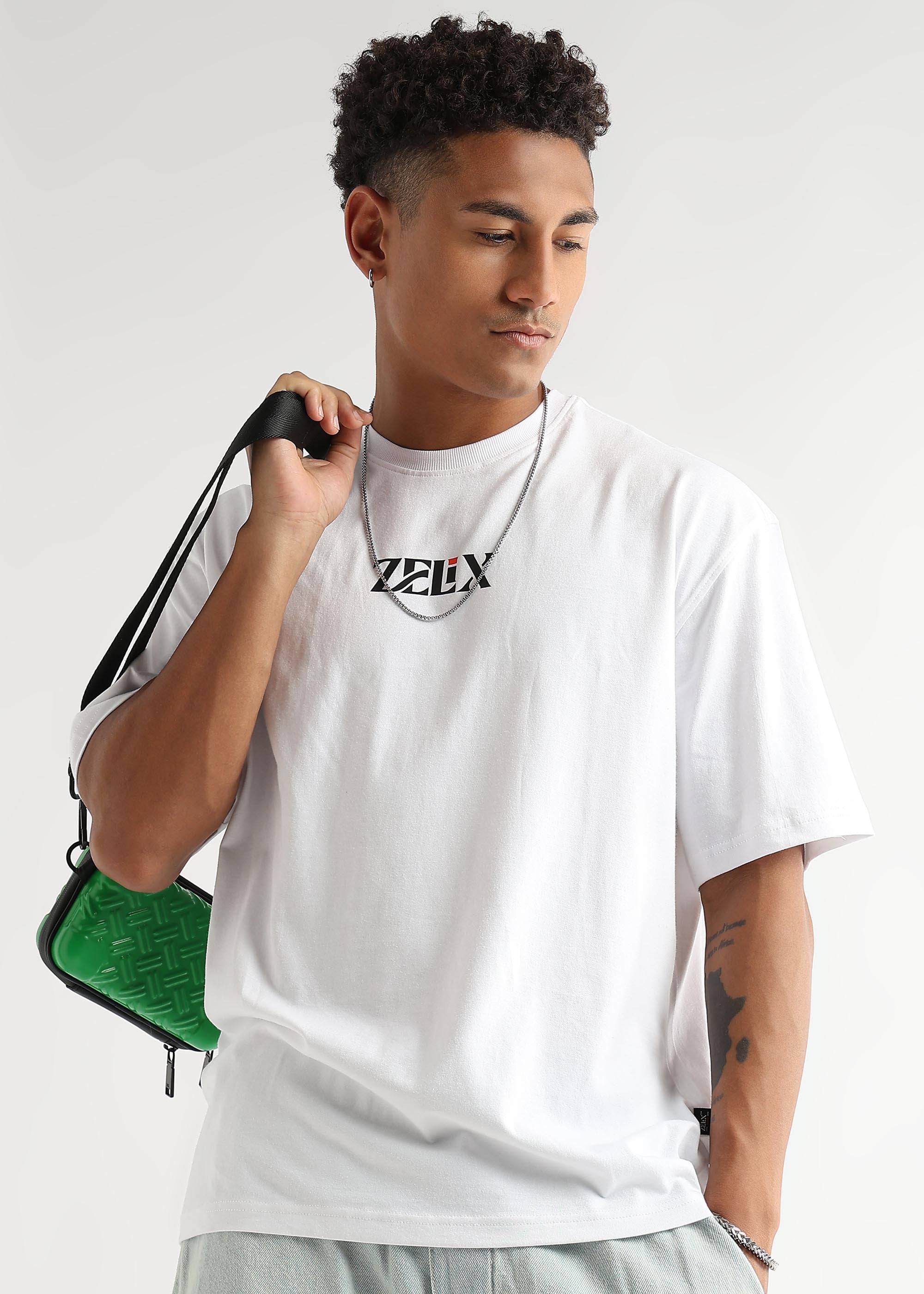 Minimal style white oversized streetwear t-shirt