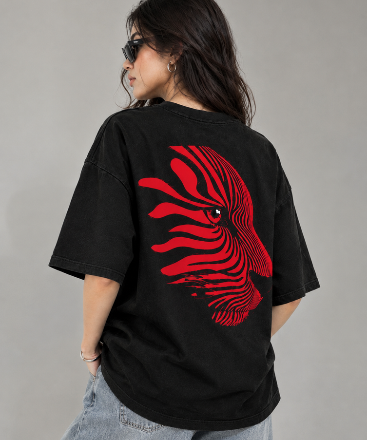 Women Tiger Rage Over-Sized T-Shirt Black