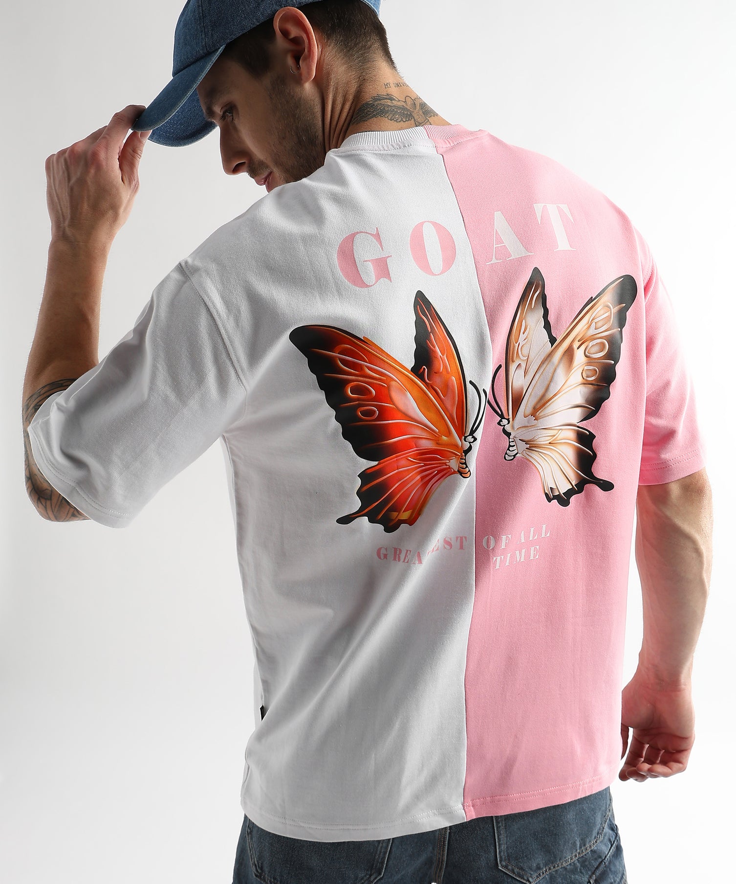Trendy pink and white streetwear tee for men and women