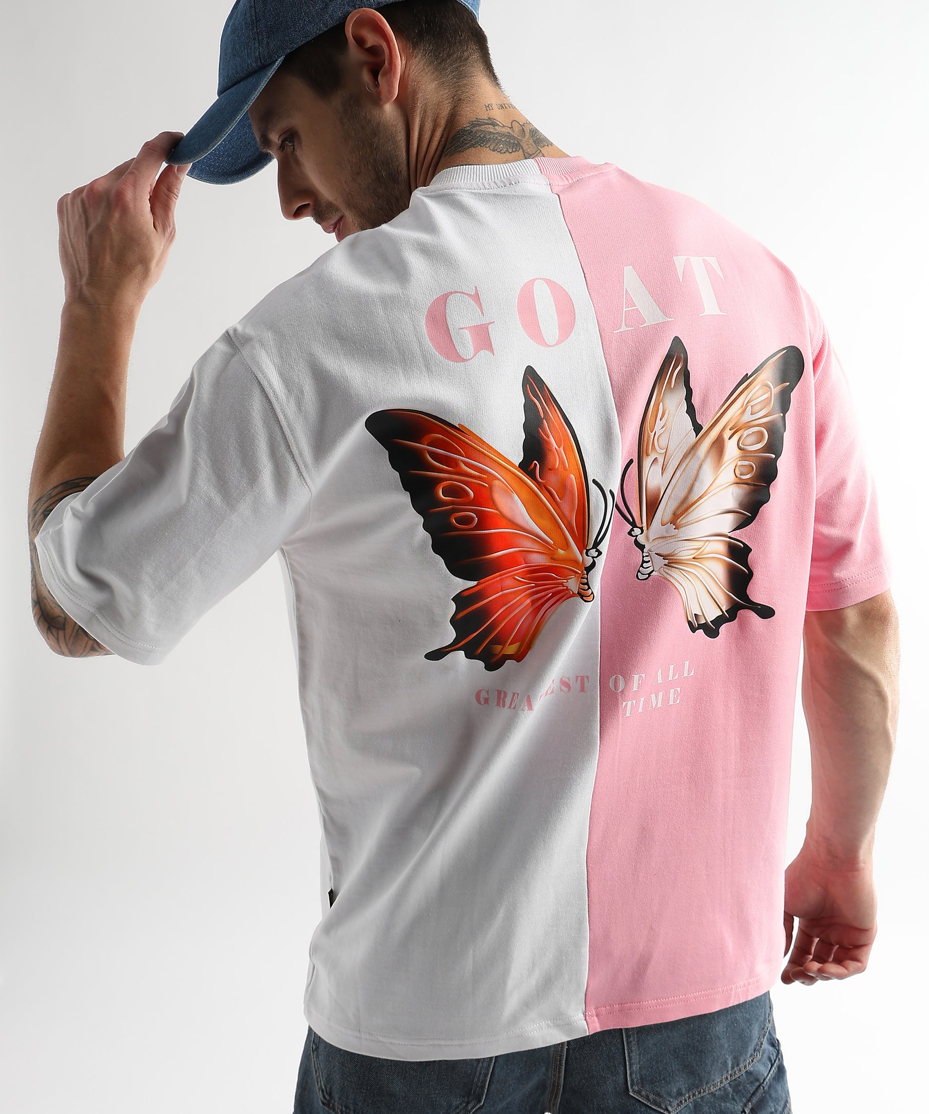 Trendy pink and white streetwear tee for men and women