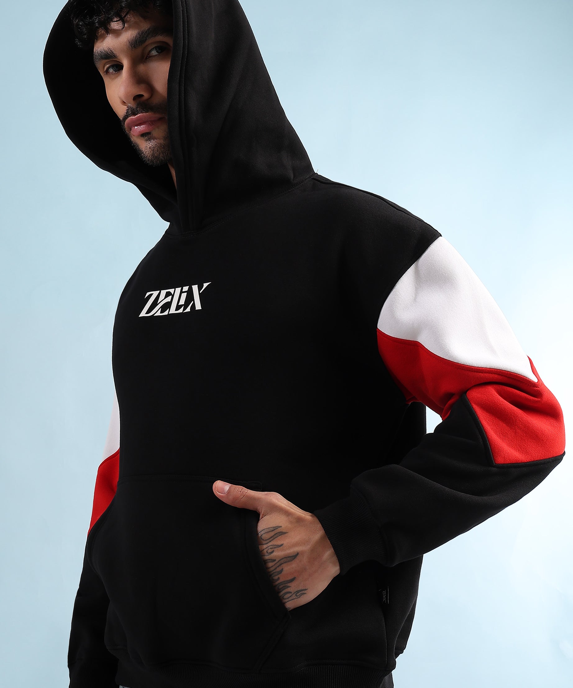 TRUE GRIT FLEECE HOODIE (BLACK RED)