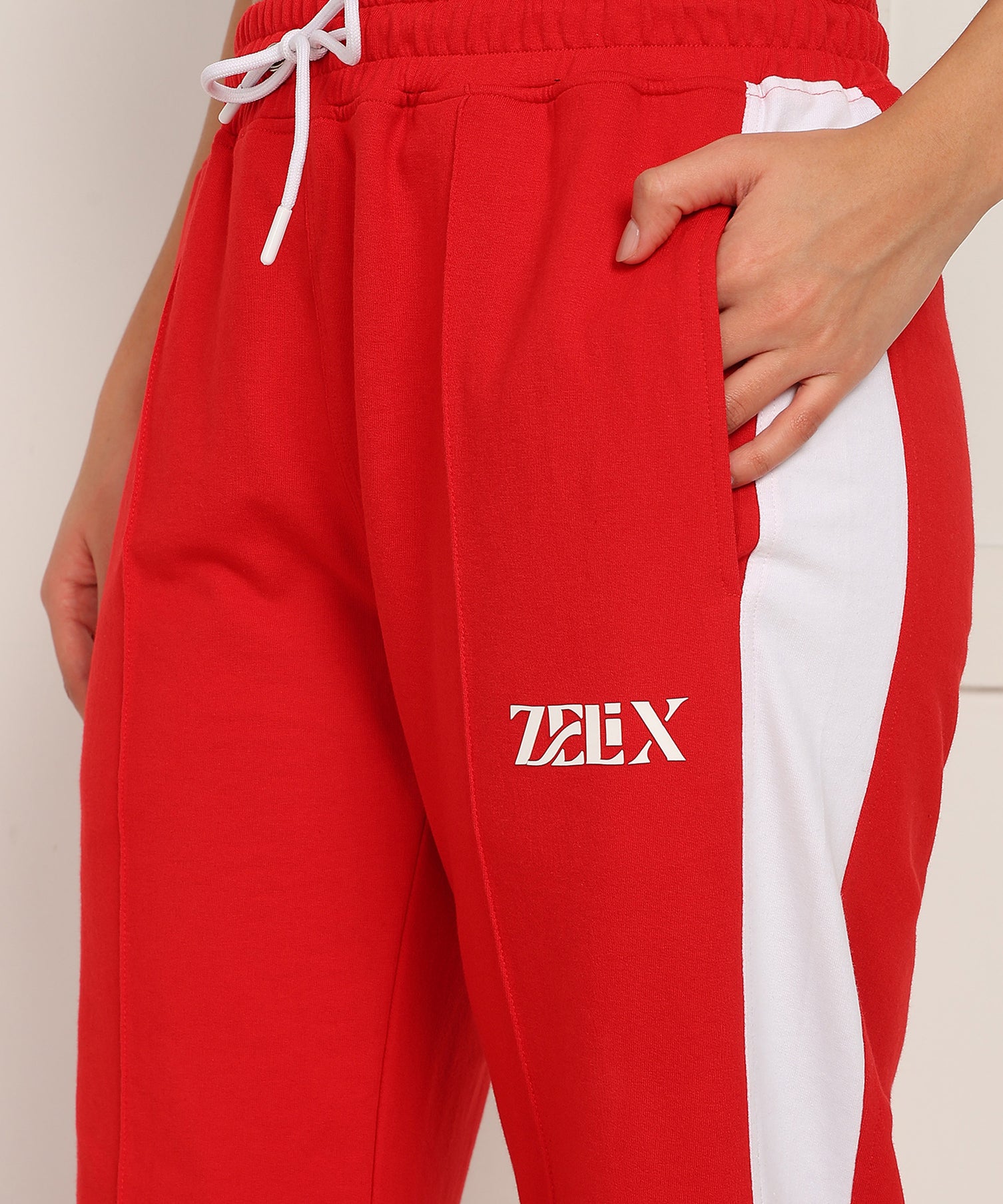 Women Vortex Side Seam Jogger Red White