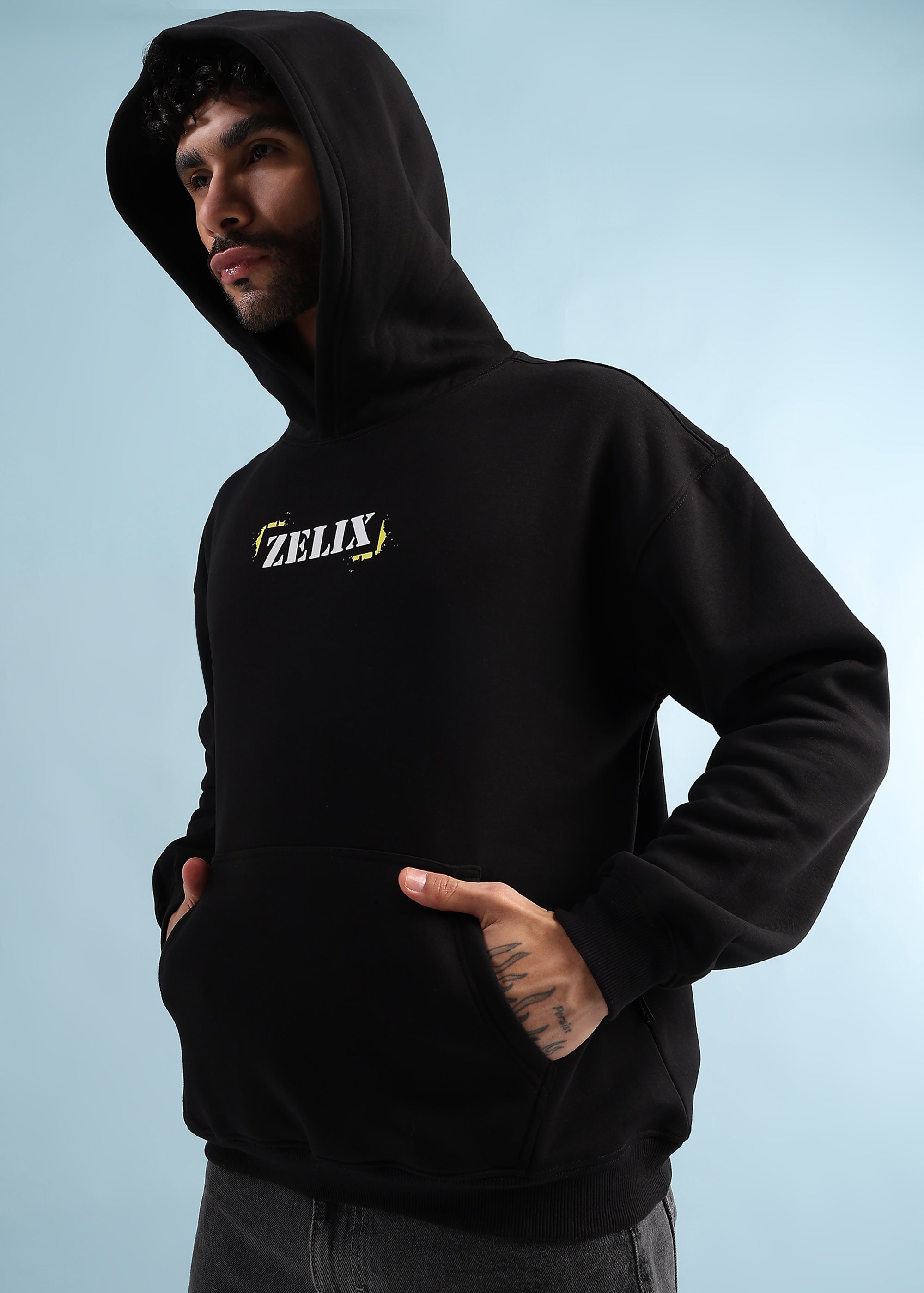 URBAN STREET BEAT FLEECE HOODIE (BLACK)