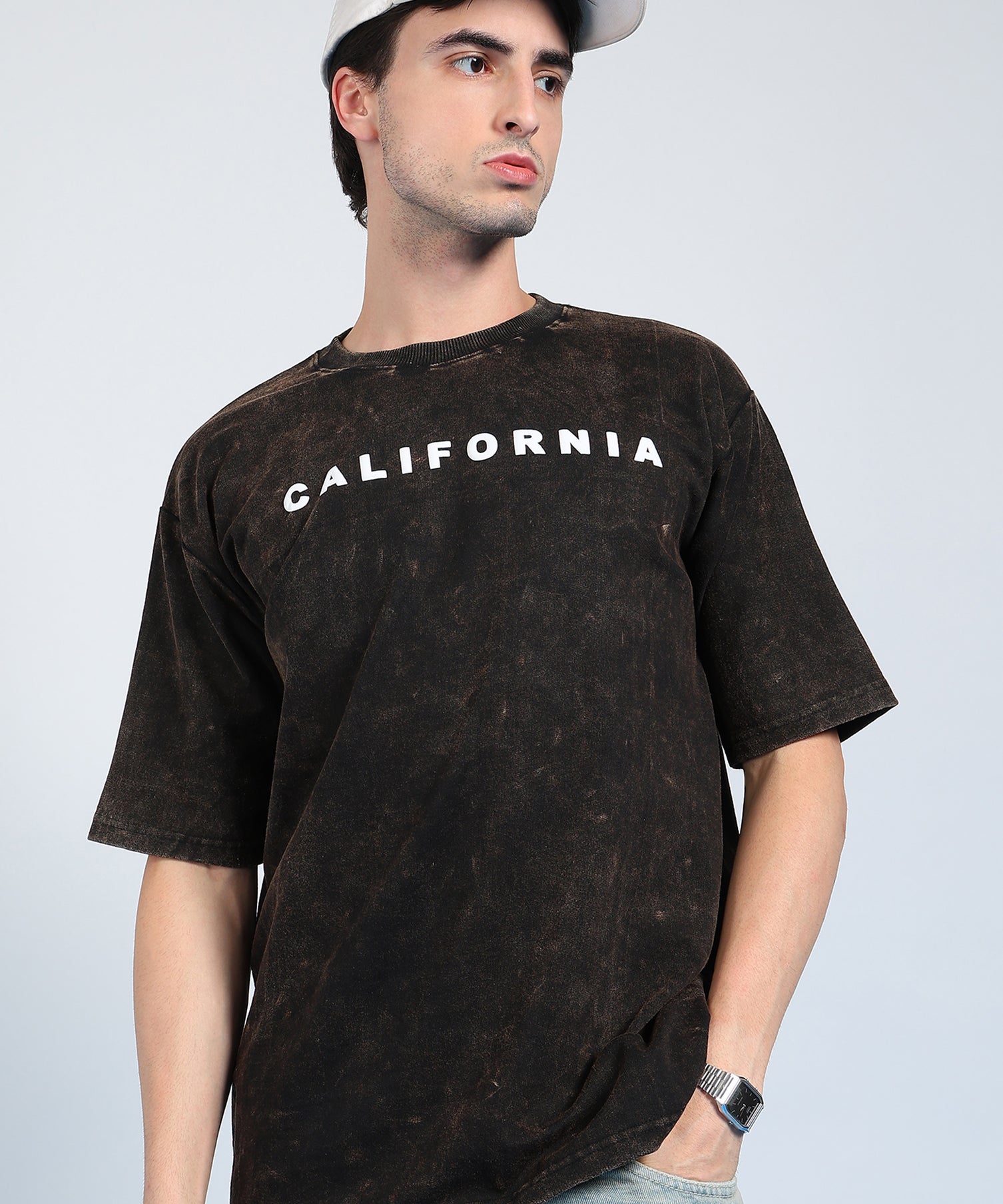 California Puff Acid Wash T-Shirt Brown