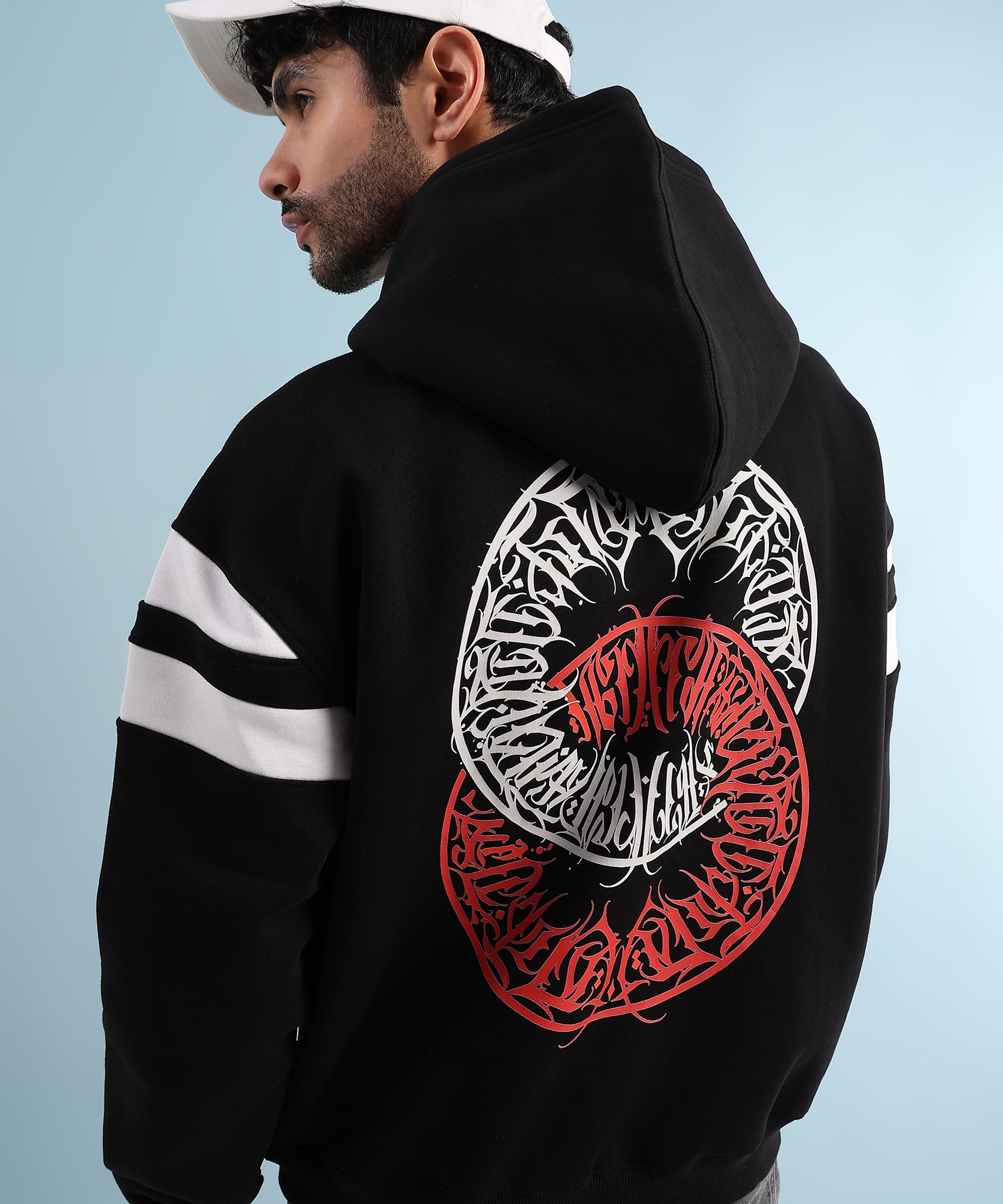 Rebel Thread Fleece Hoodie Black White