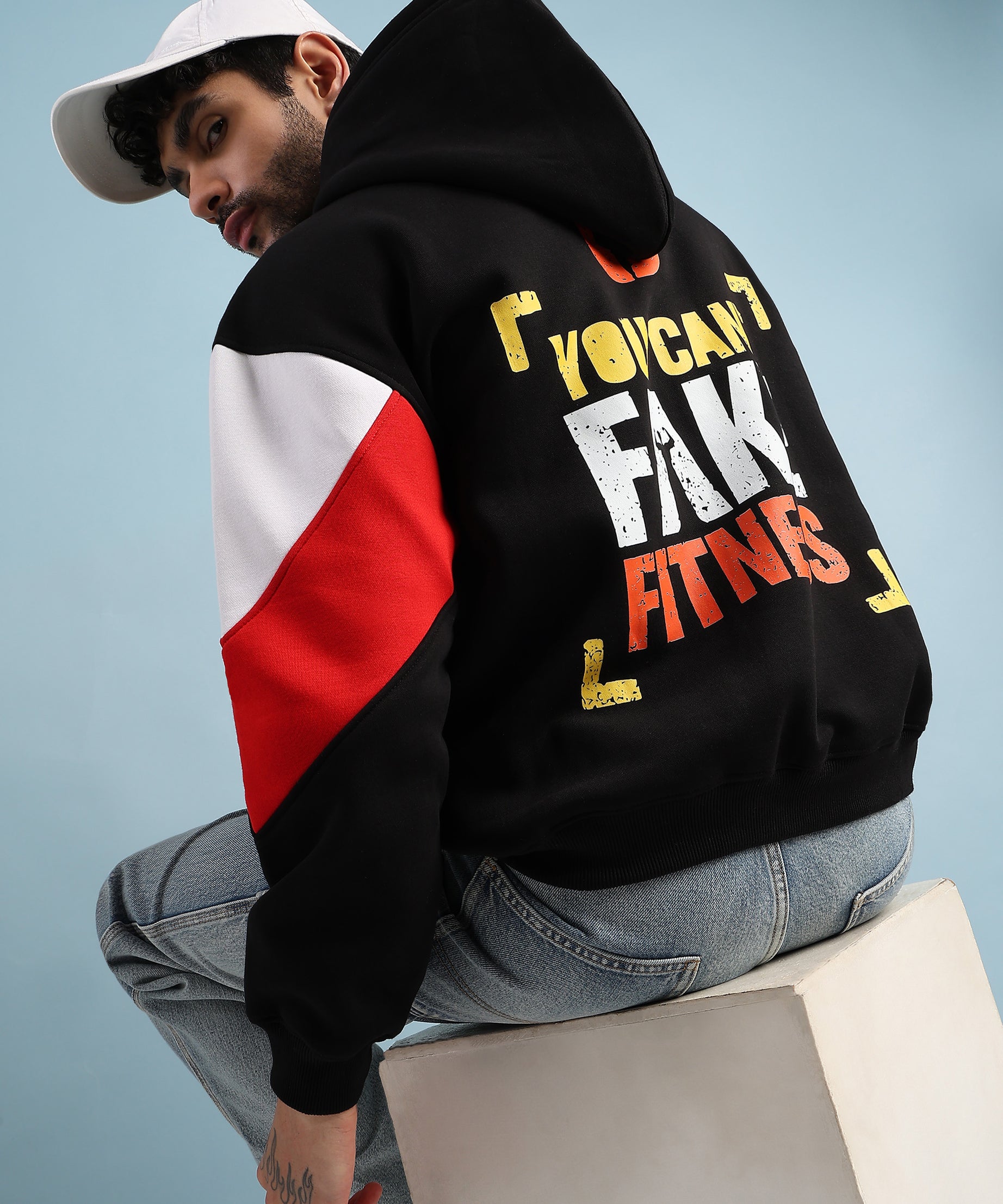 TRUE GRIT FLEECE HOODIE (BLACK RED)